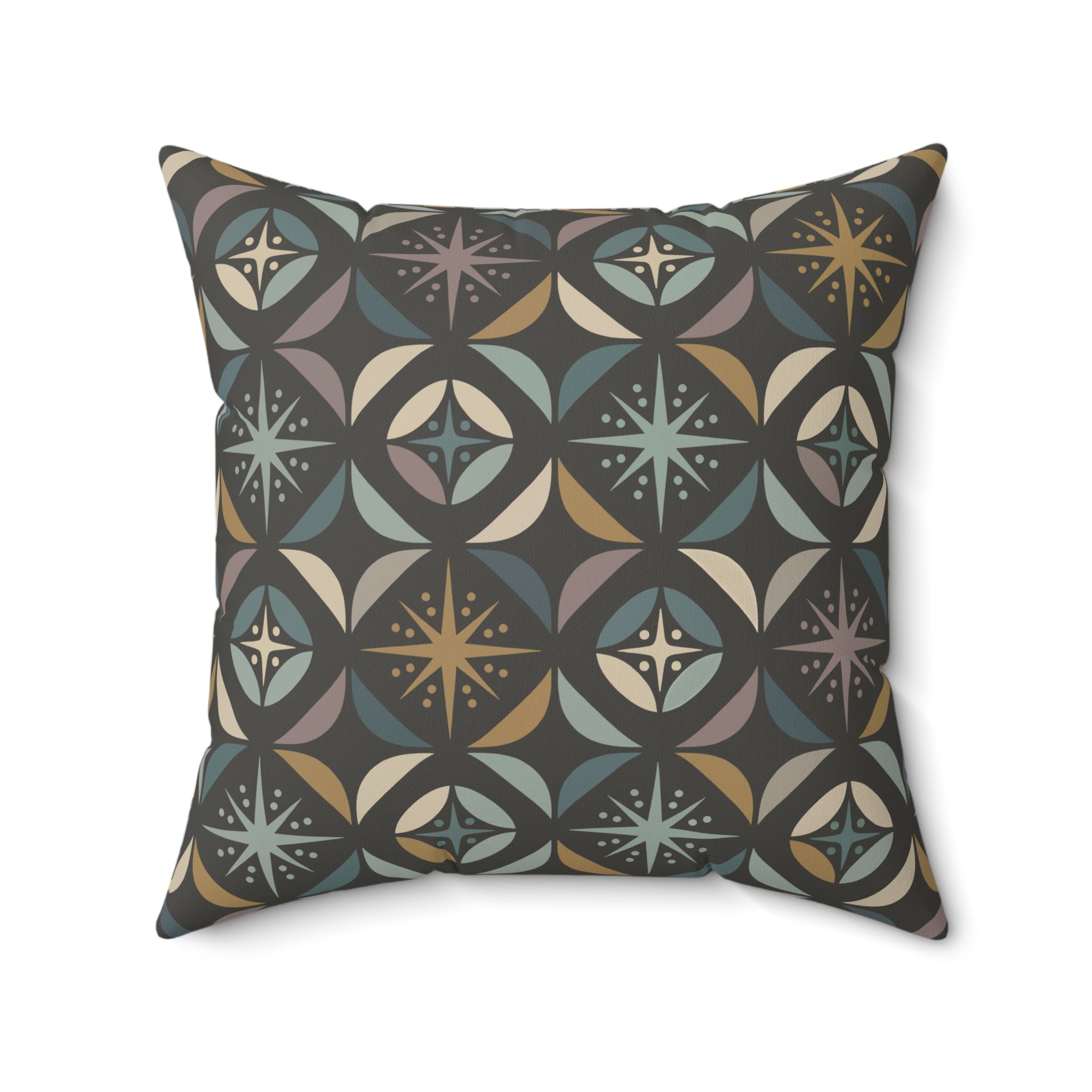 Mid Century Modern Elegant Gray Geometric Starburst Pillow Cover and Insert - Mid Century Modern Gal
