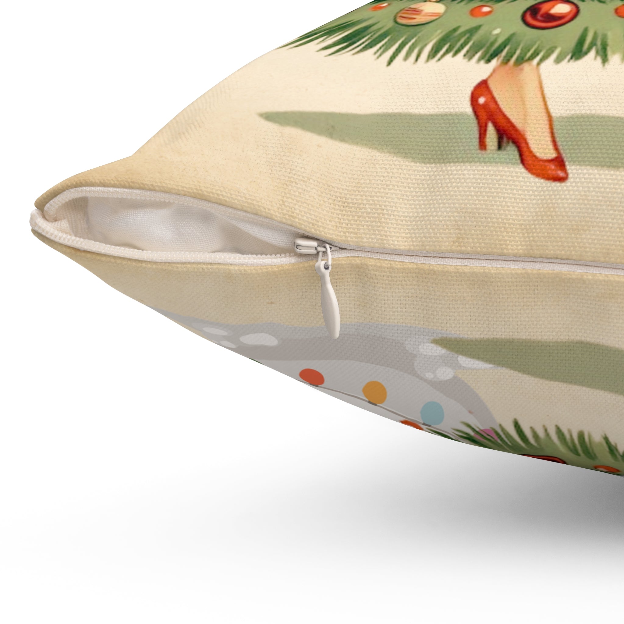 Vintage Christmas Pillow - Retro Santa with Snowman Design - Mid Century Modern Gal