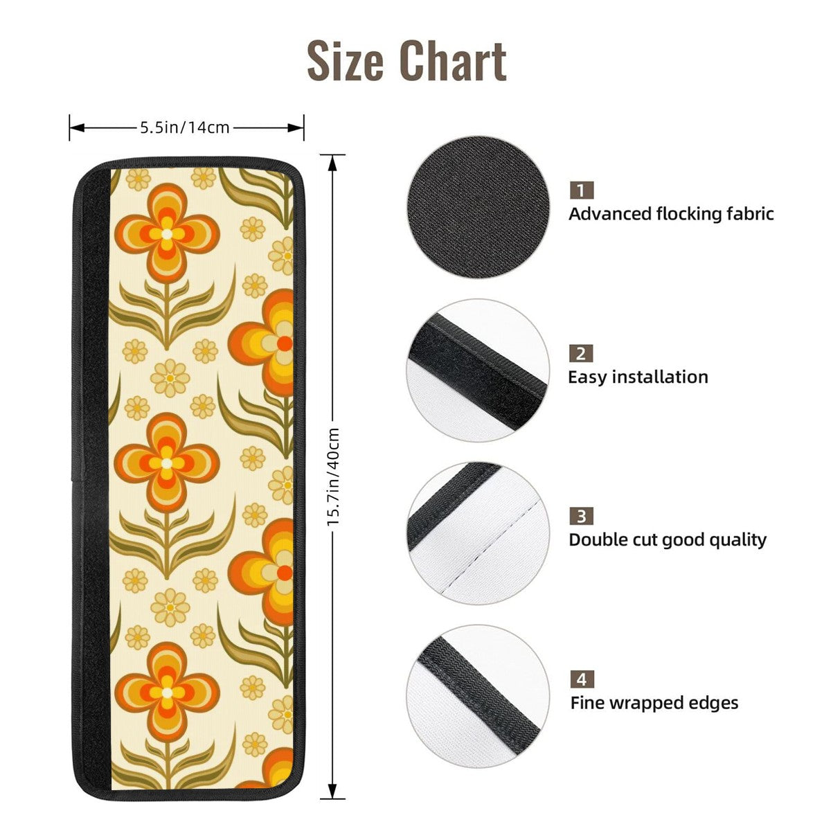 Harvest Gold, Orange Flower Power Refrigerator Handle Covers 2 pcs - Mid Century Modern Gal