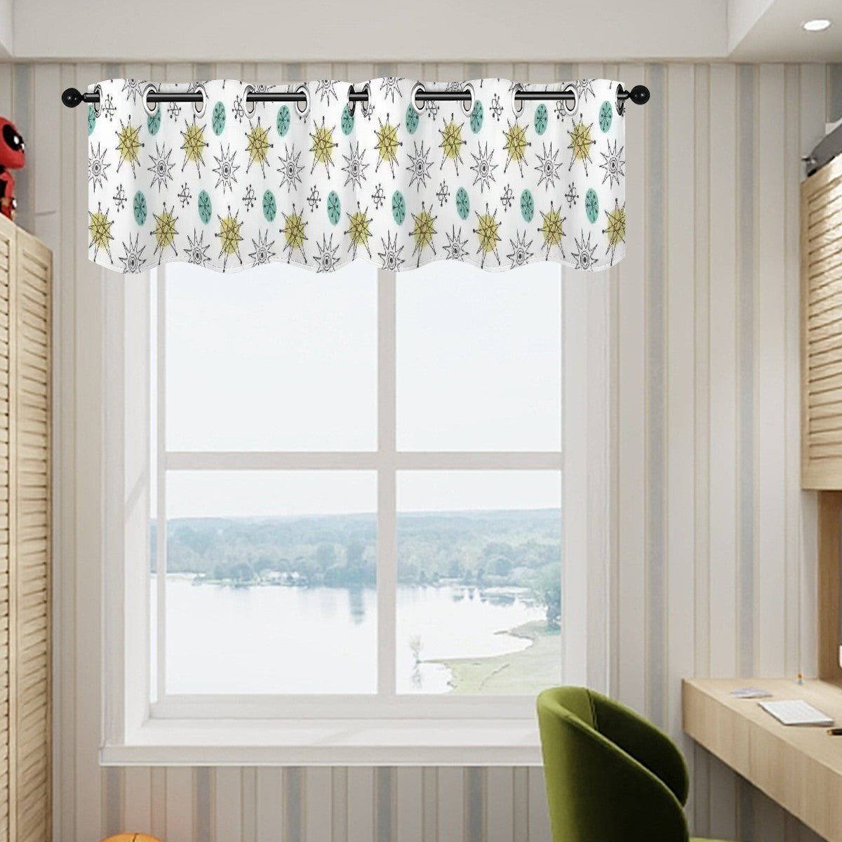 Franciscan Starburst Atomic 50s Kitschy Retro Valance Curtains - Mid Century Modern Gal