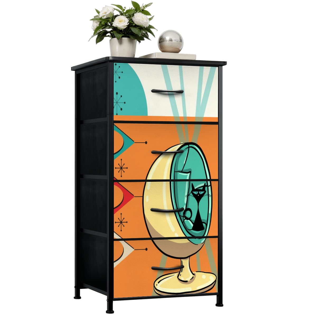 Atomic Cat Mid Century Modern Egg Chair Furniture 4-Drawer Dresser - Mid Century Modern Gal