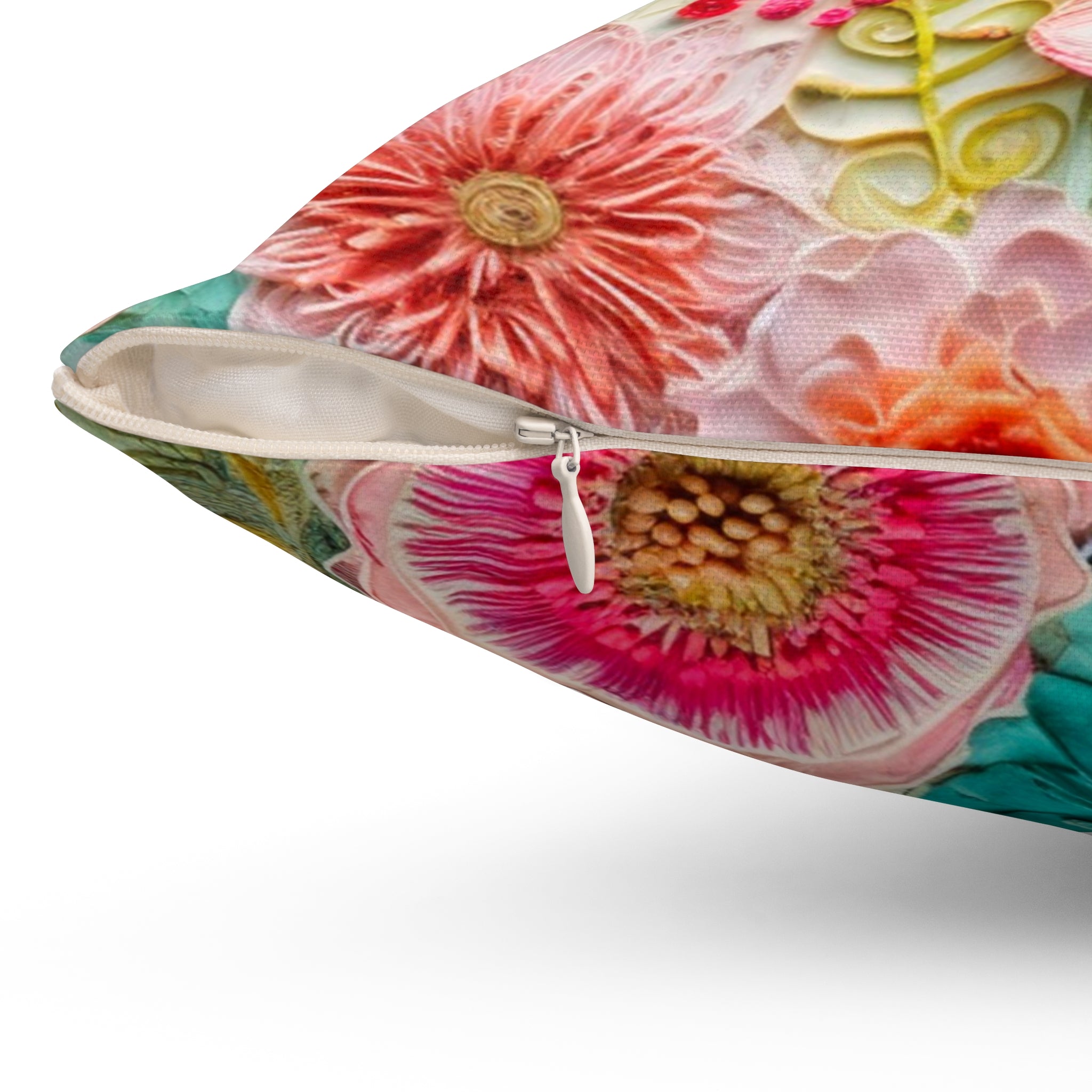 Floral Boho Pillow, Reversible, Flower, Butterfly, Bohemian Hippie, Retro Faux Embroidered Pillow And Insert - Mid Century Modern Gal