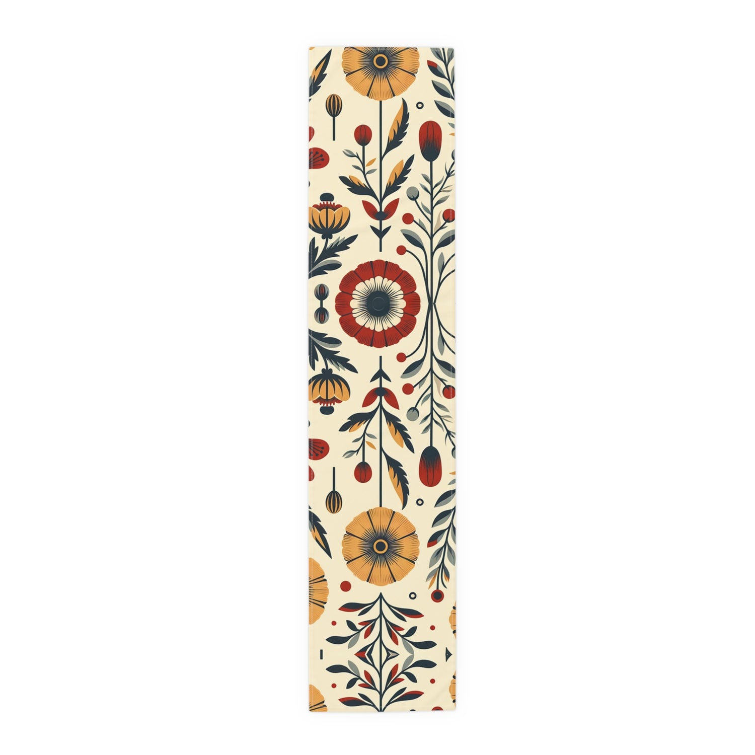 Scandinavian Modern Danish Design, Poppy, Marigold, Floral MCM Table Runner - Mid Century Modern Gal