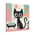 Mid Century Modern Atomic Kitty Cat, Pink, Kitschy Mod Matte Canvas - Mid Century Modern Gal