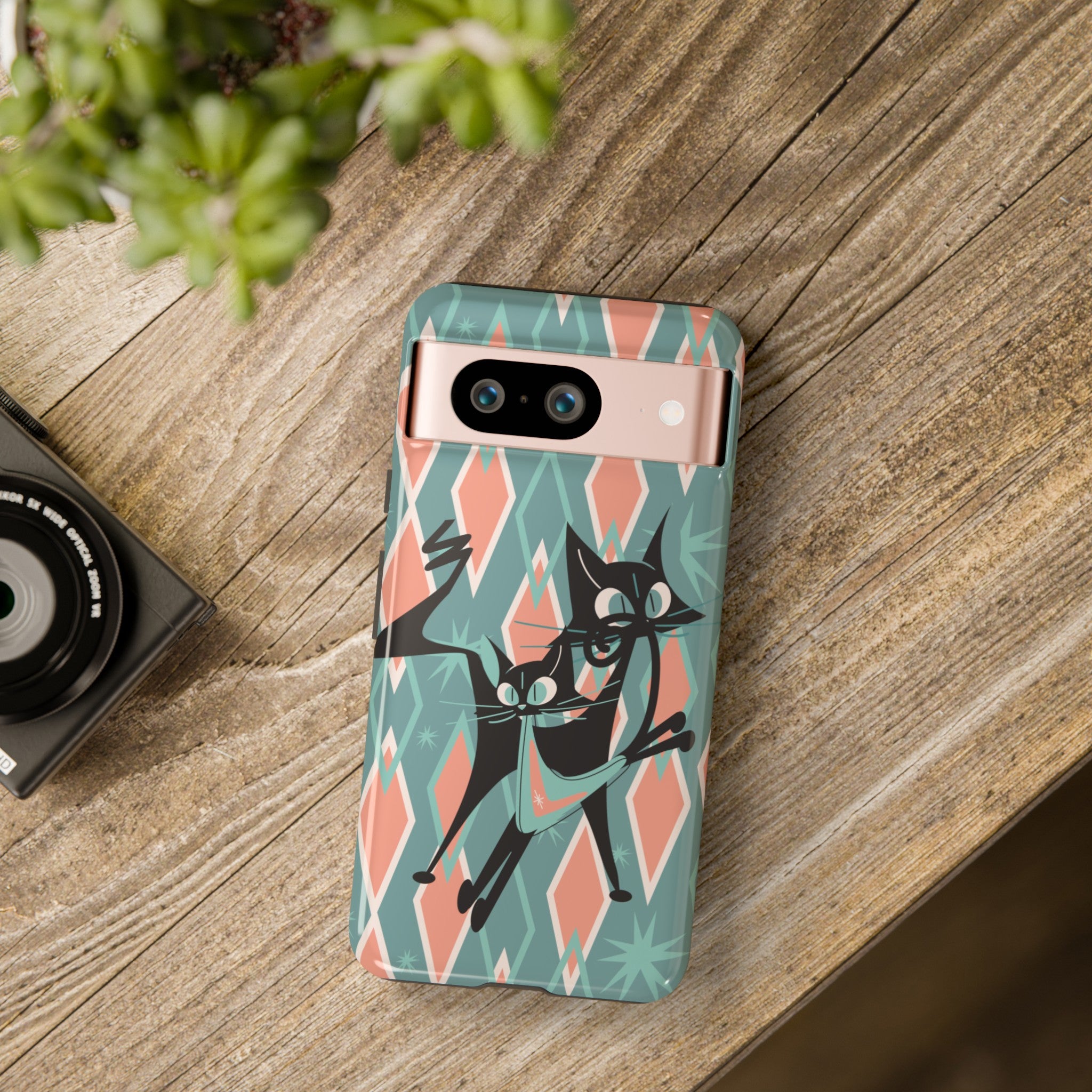 Mid Mod Atomic Cat Kitschy Retro Chic Samsung, Smart Phone Tough Cases