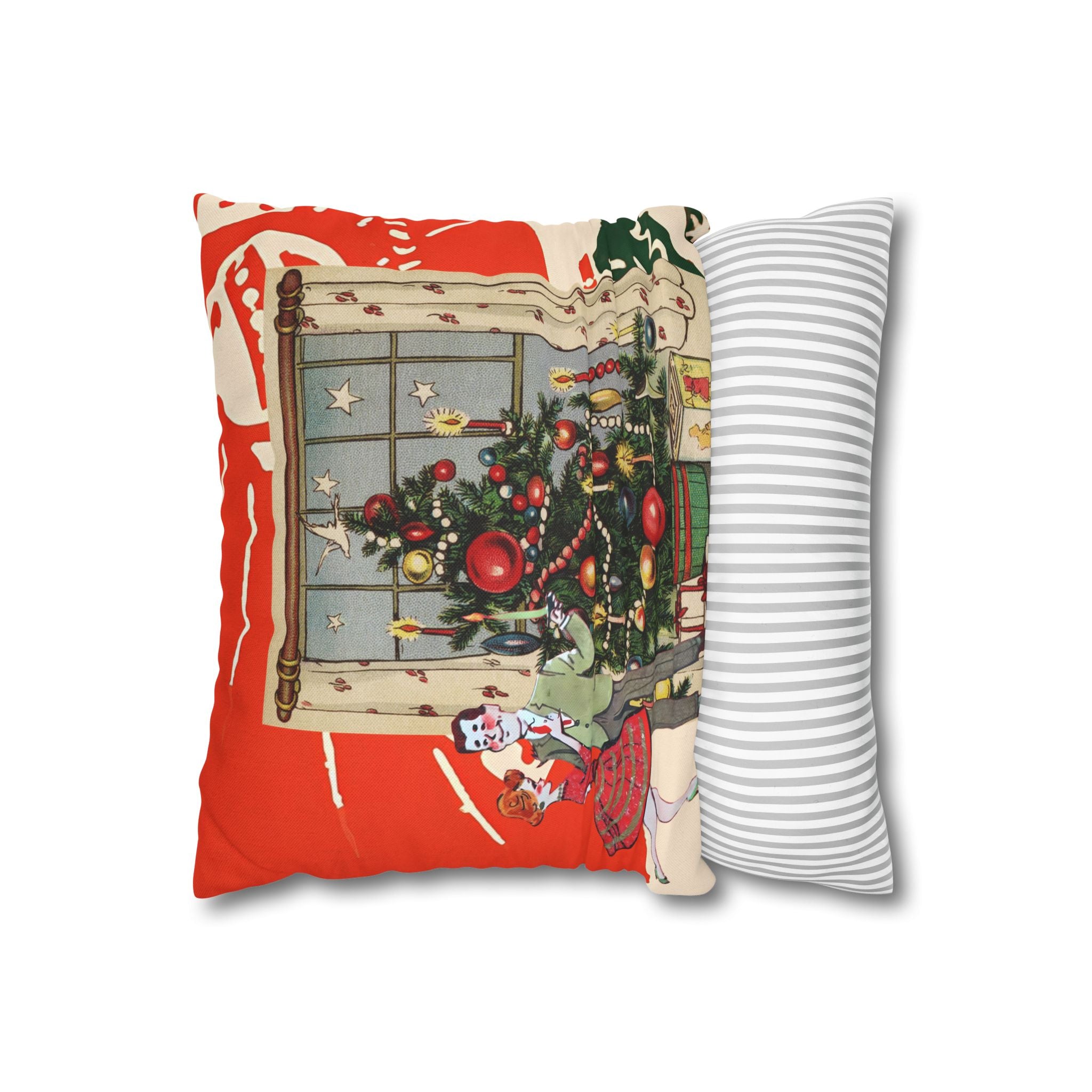 Vintage Kitschy Christmas 50s Couple, Mid Century Modern Holiday Pillow Cover - Mid Century Modern Gal