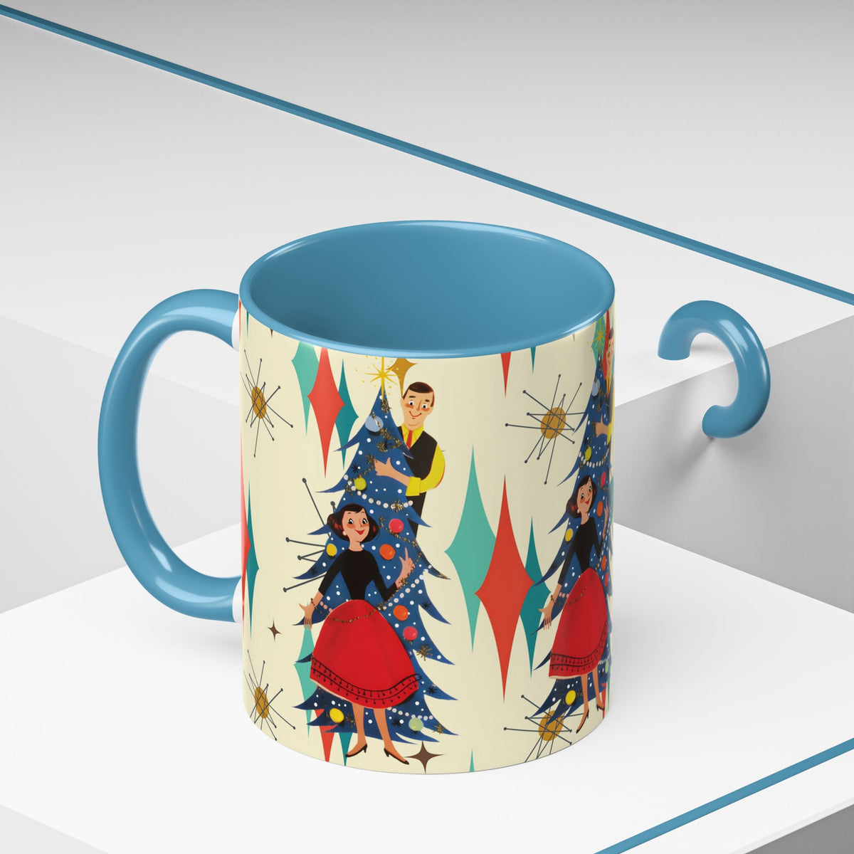 Mid Century Modern 50s Kitsch Christmas Starburst Coffee Mug - Mid Century Modern Gal