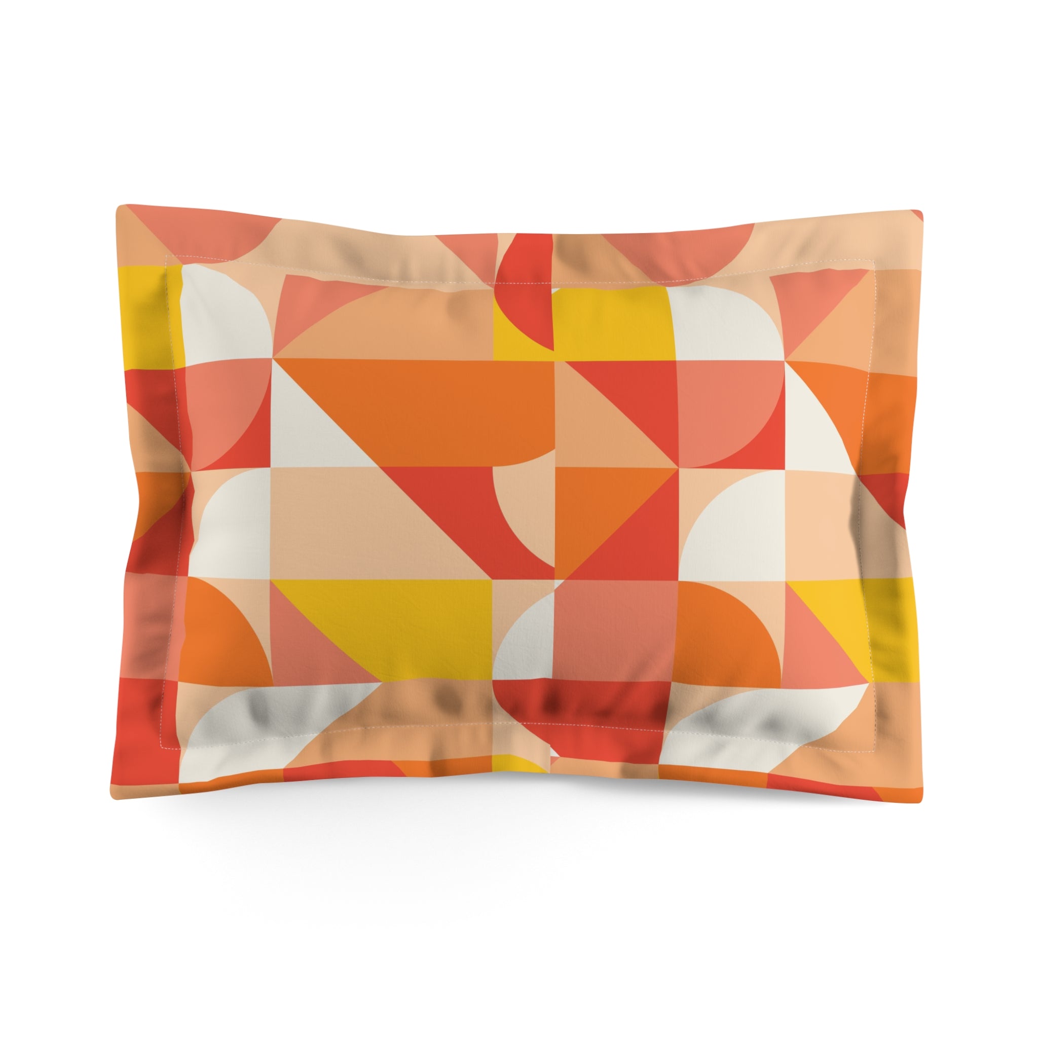 Vibrant Geometric, Orange, Yellow, Funky Microfiber Pillow Sham for Cozy Bedrooms - Mid Century Modern Gal