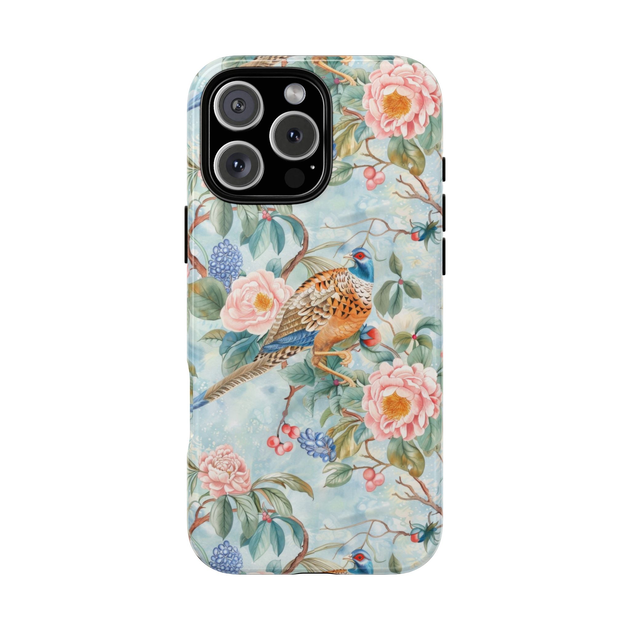 Chinoiserie Designed Floral Pheasant Phone Case with Bird Design - Mid Century Modern Gal