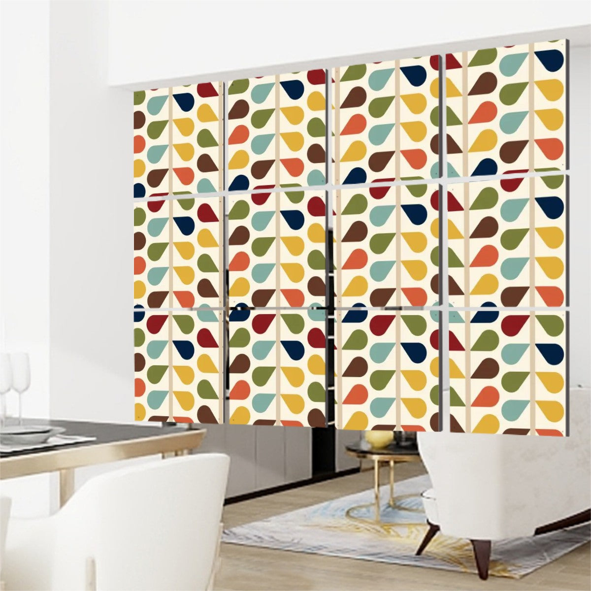 Scandinavian Floral Mid Mod Hanging Room Divider 12 pcs - Mid Century Modern Gal