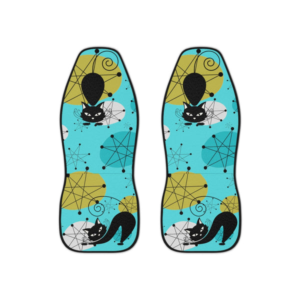 Atomic Cat, Kitschy Crazy Cat Lady, Franciscan Starburst, Aqua, Mid Century Modern, RetroCar Seat Covers