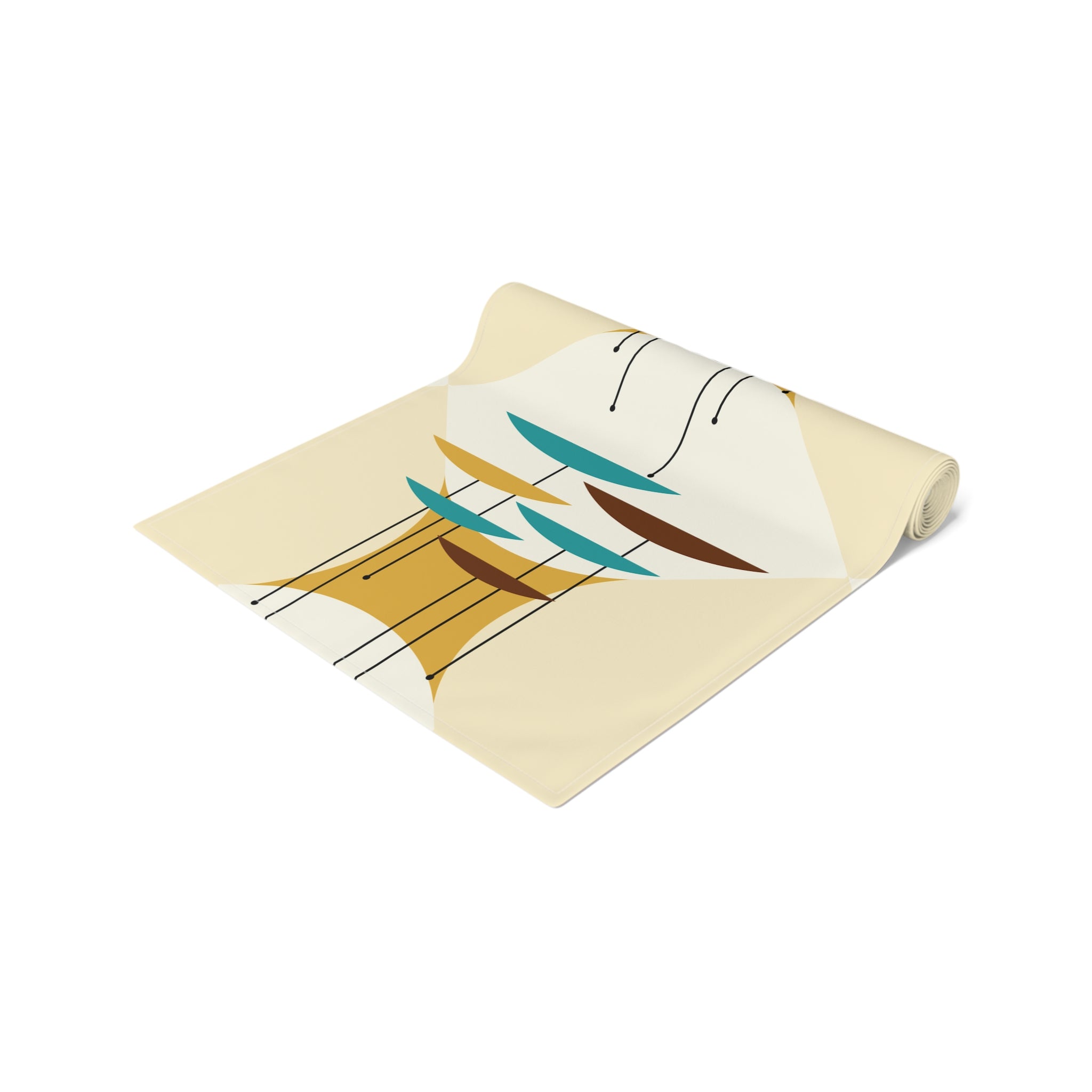 Mid Century Modern Geometric Moderninst, Minimal Beige MCM Table Runner - Mid Century Modern Gal