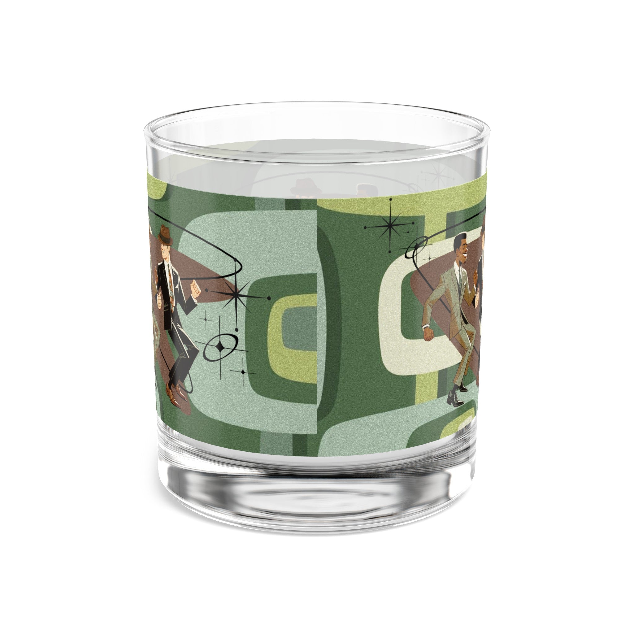 Mid Century Modern Gay Male Couple, Black Male, White Male, Kitschy Mid Mod Cocktail Rock Glass, 10oz - Mid Century Modern Gal