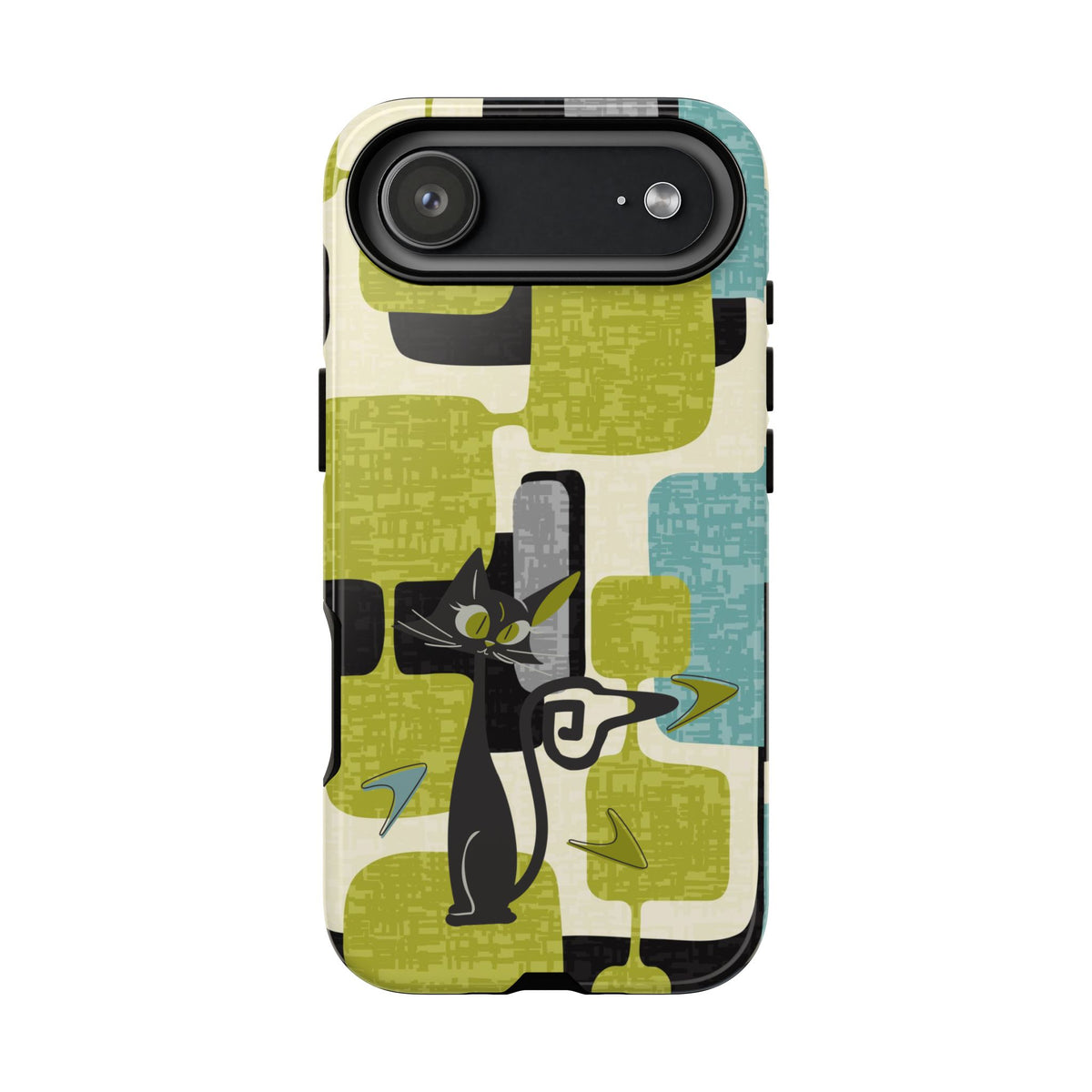 Mid Century Modern Geometric Kitschy Cat, Boomerang Retro Smart Phone Tough Cases