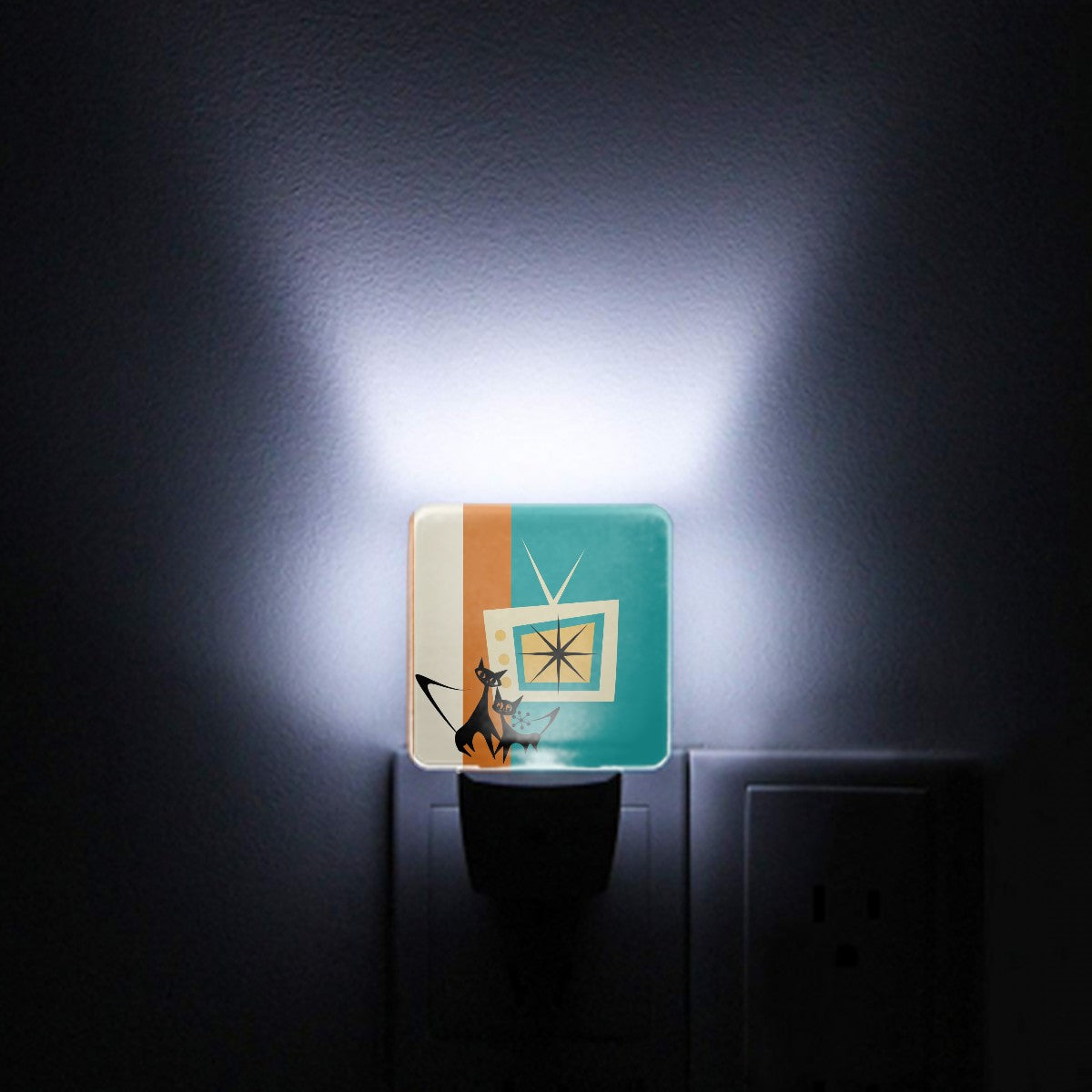 Mid Century Modern Night Light With Atomic Kitschy Cats - Mid Century Modern Gal