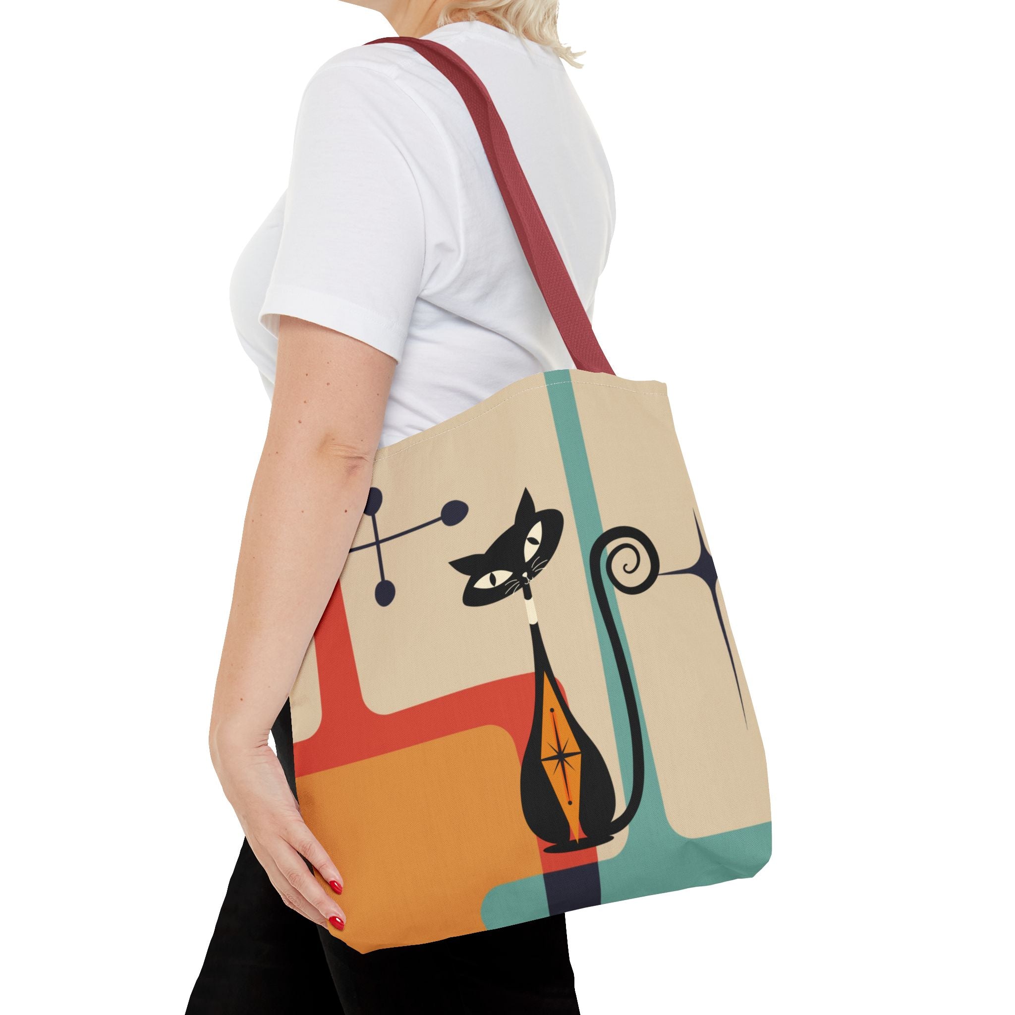 Atomic Cat Mid Century Mod Tote Bag - Mid Century Modern Gal