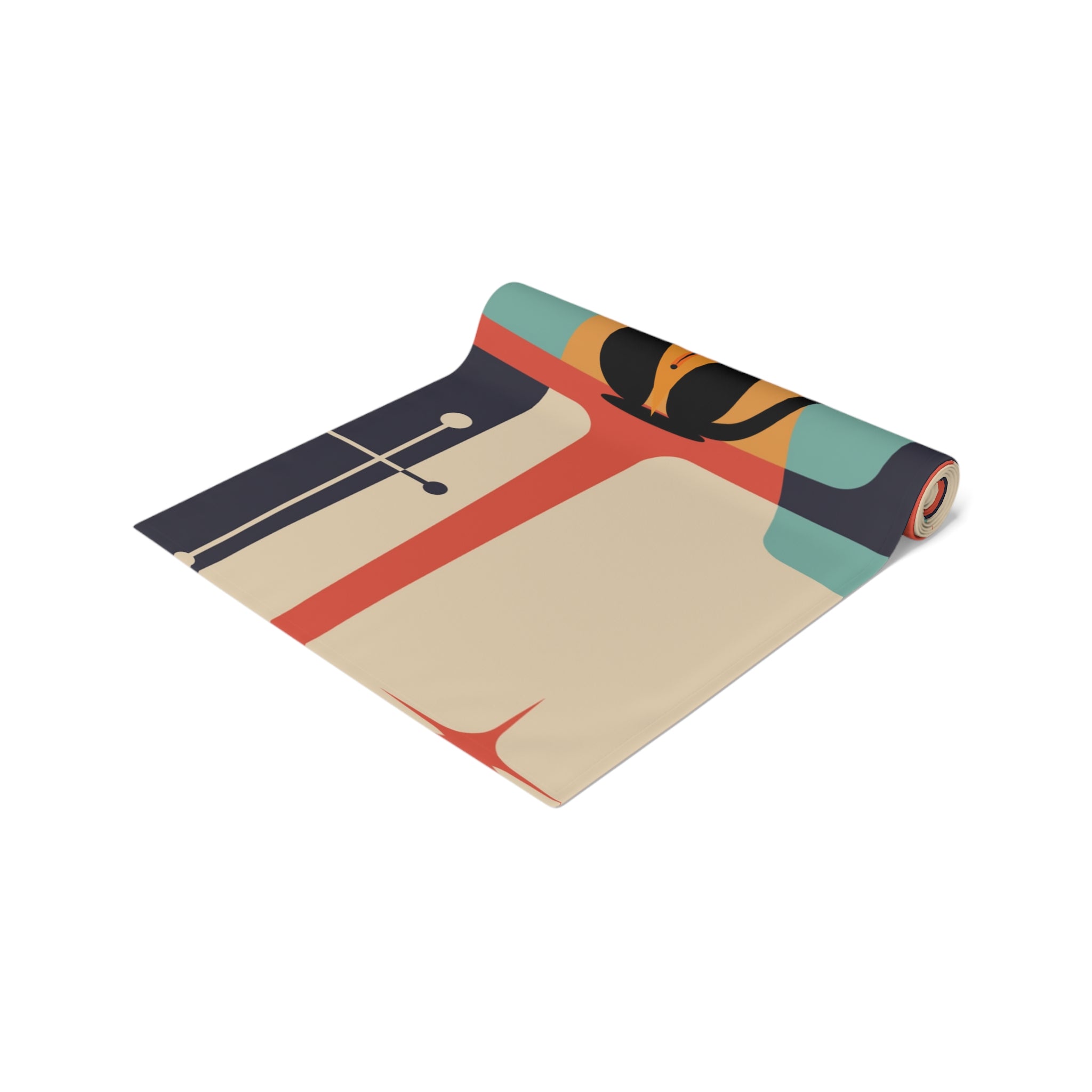 Atomic Cat Table Runner, Mid Century Modern Geometric Kitschy Mod Style - Mid Century Modern Gal