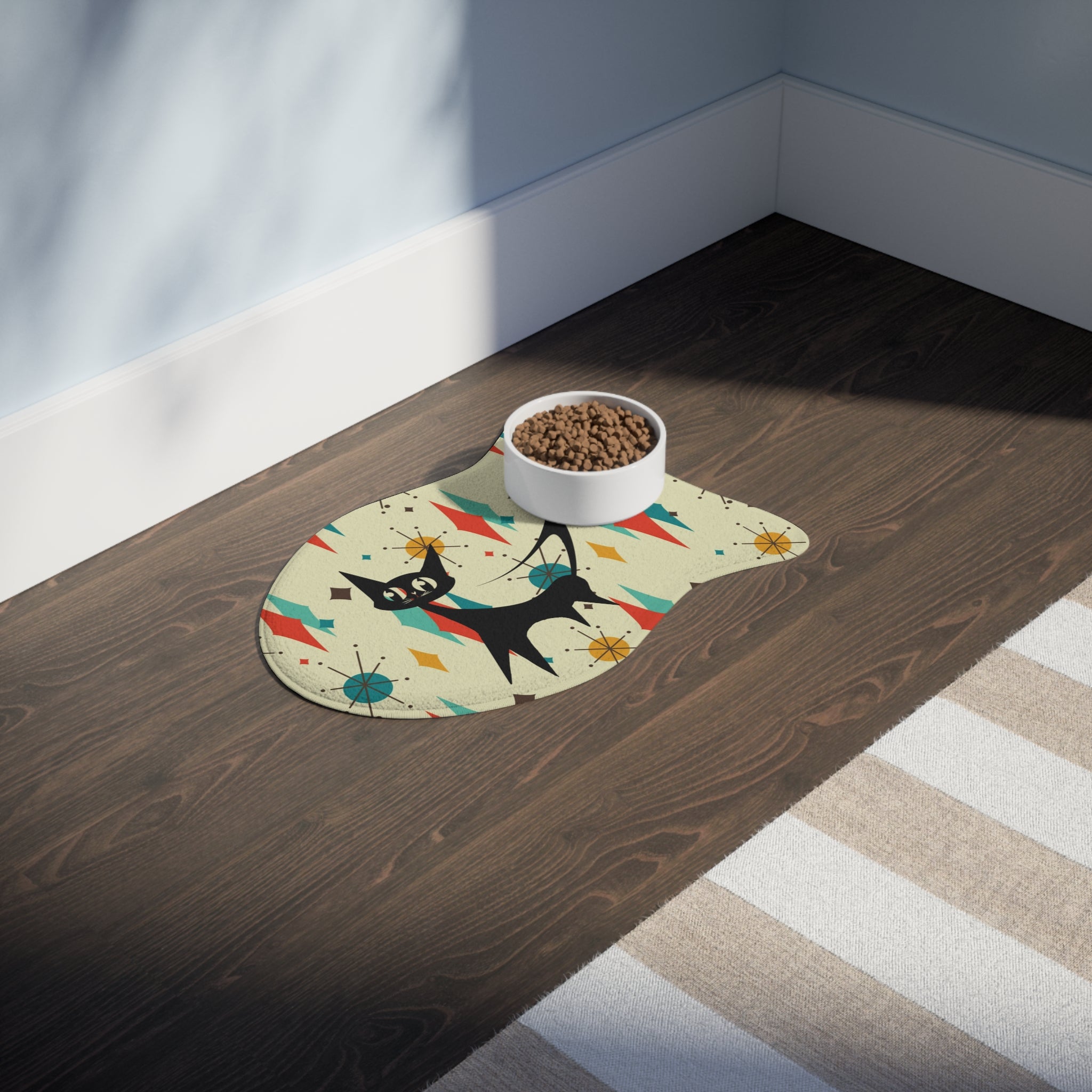 Atomic Cat Fish Shape Feeding Mat Mid Century Modern Atomic Franciscan Diamond Starburst - Mid Century Modern Gal