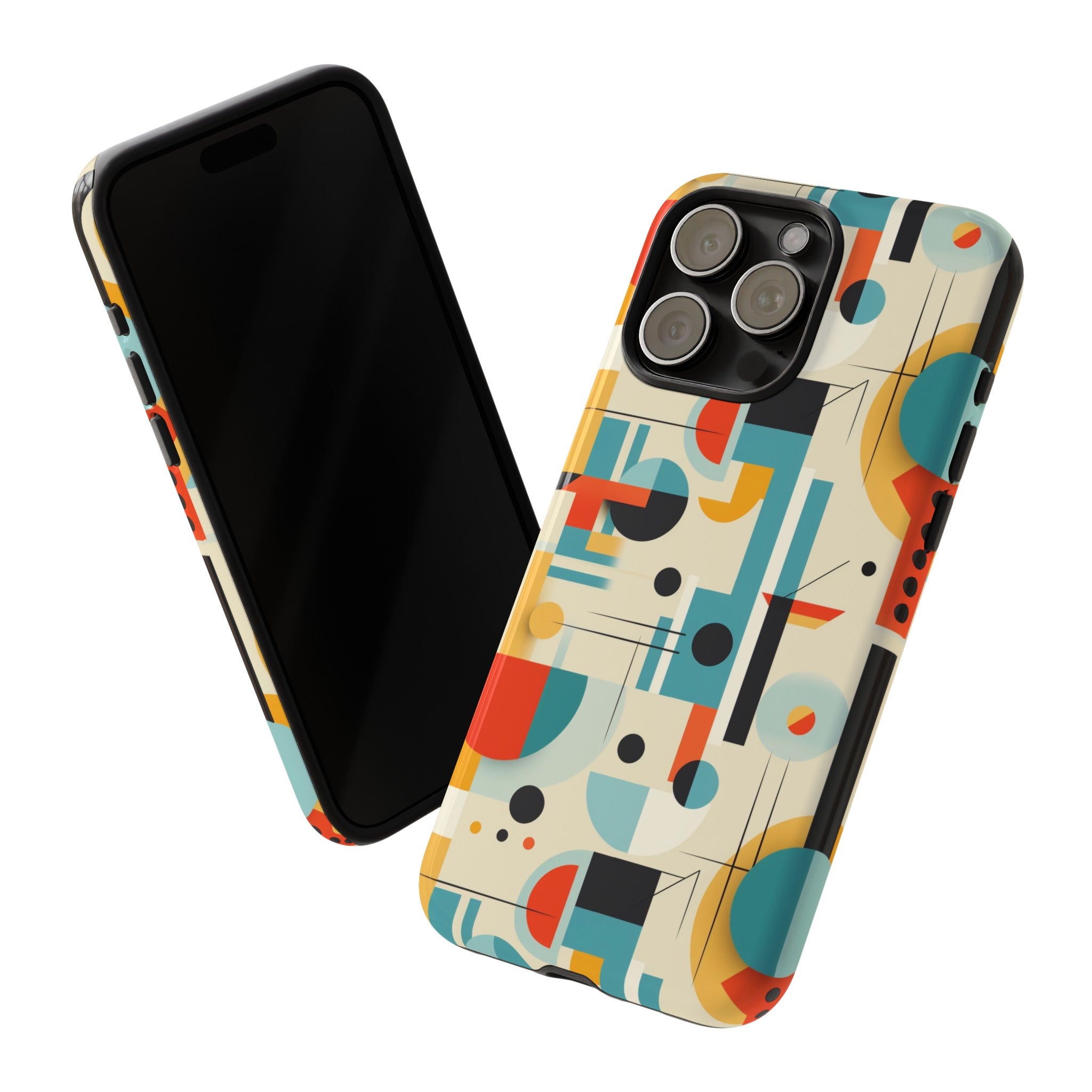 Bauhaus Designed Mid Mod Geometric Groovy Smart Phone, iPhone, Samsung Compatible Tough Cases