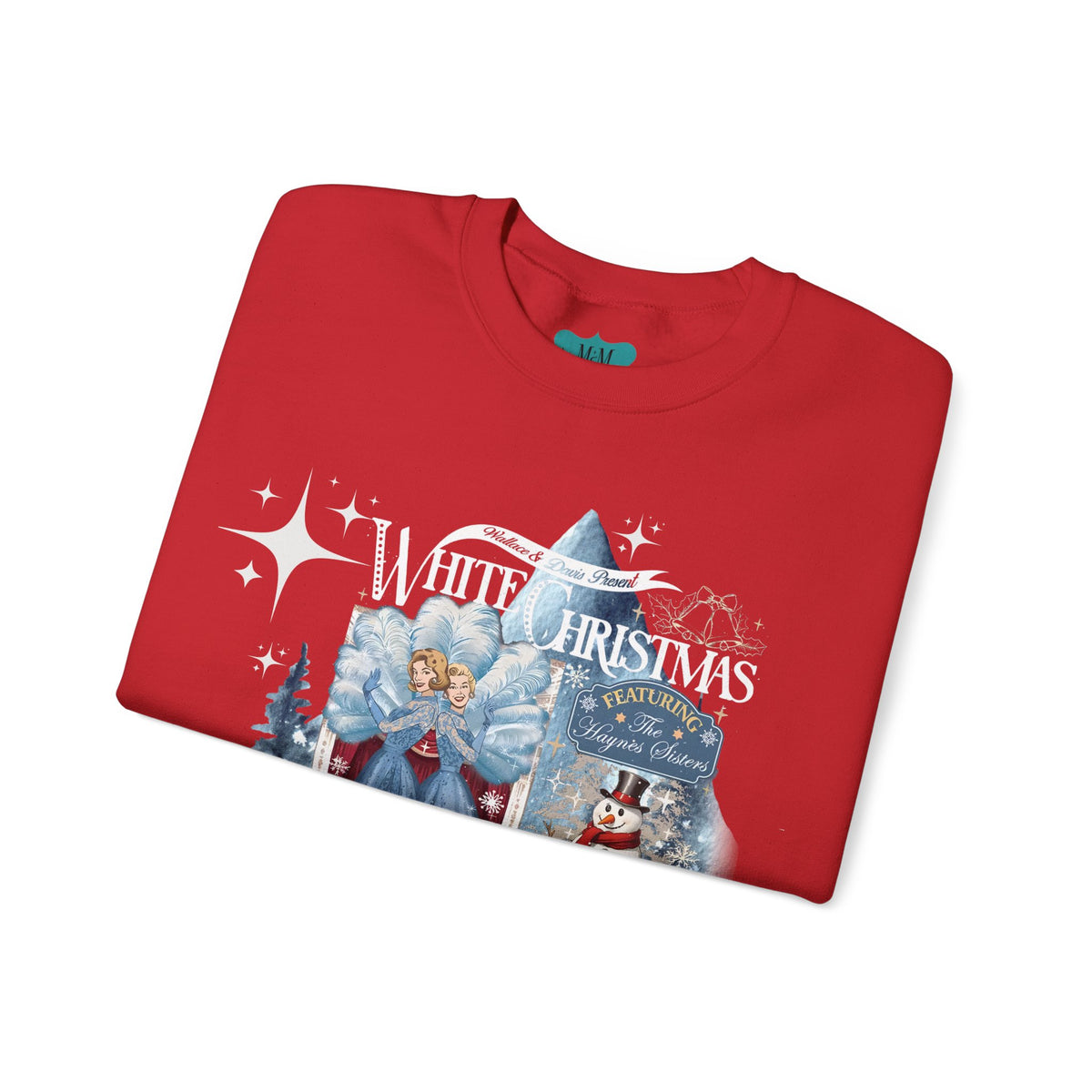 Sister Sister, White Christmas Wallace And Davis, Holiday Kitsch Unisex Heavy Blend™ Crewneck Sweatshirt - Mid Century Modern Gal