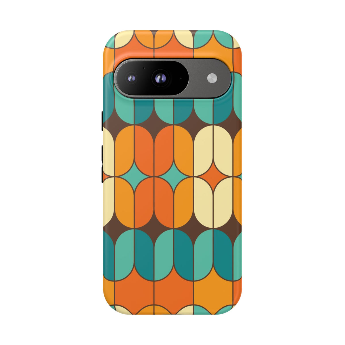 Mid Century Modern Orange, Teal Geometric Mod Designed Tough Phone Case