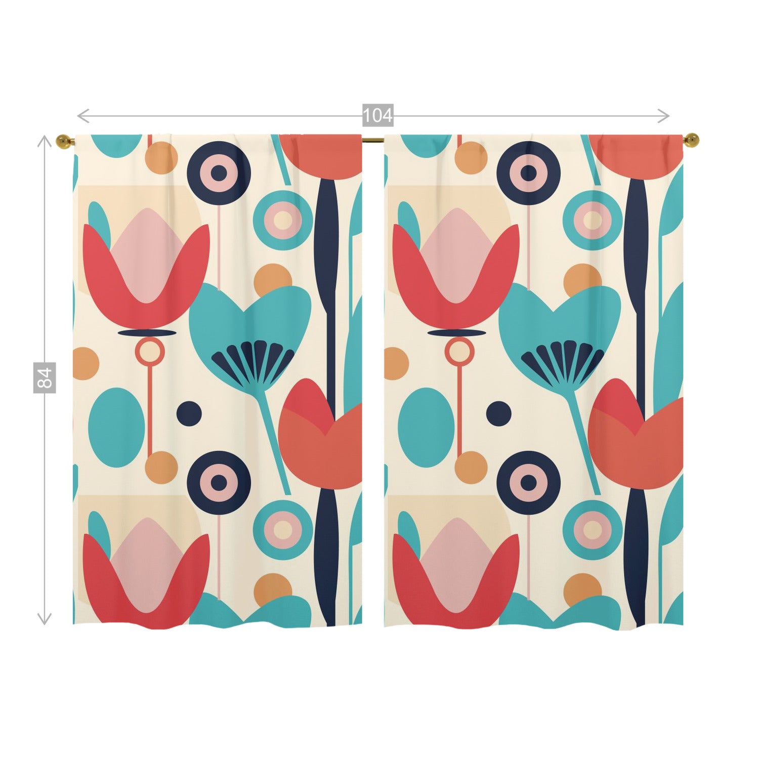 Retro Scandinavian Floral Mid Mod Window Curtains (two panels) - Mid Century Modern Gal