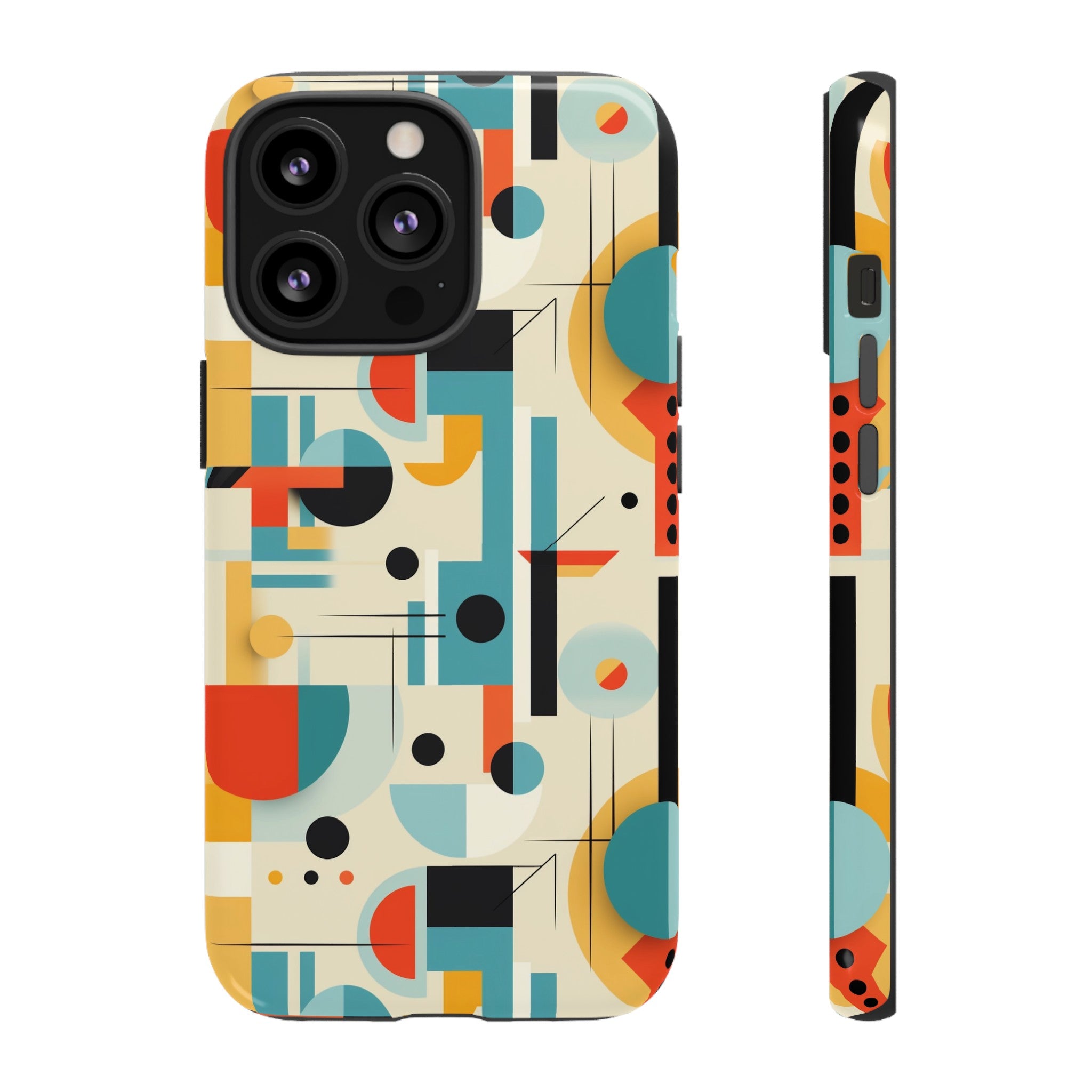 Bauhaus Designed Mid Mod Geometric Groovy Smart Phone, iPhone, Samsung Compatible Tough Cases