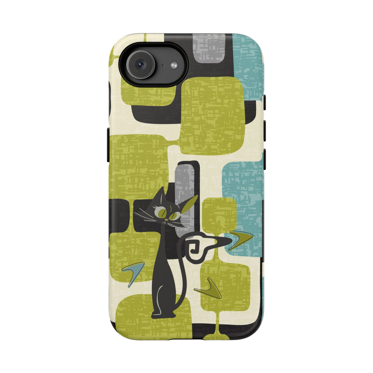 Mid Century Modern Geometric Kitschy Cat, Boomerang Retro Smart Phone Tough Cases