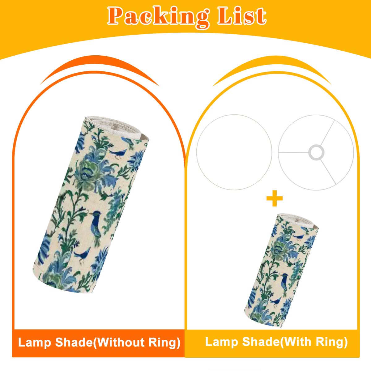 Chinoiserie Botanical Garden Birds, Blue, Green Asian Inspired Modern Lamp SHADE ONLY - For Arc Floor Lamps Only - Mid Century Modern Gal