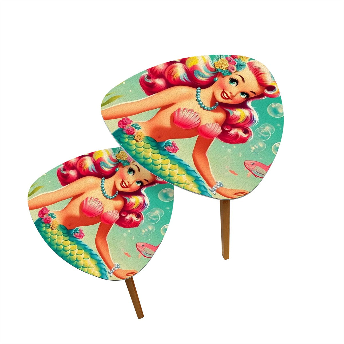 Kitschy 50s Mermaid Mid Century Modern Nesting Tables - Mid Century Modern Gal