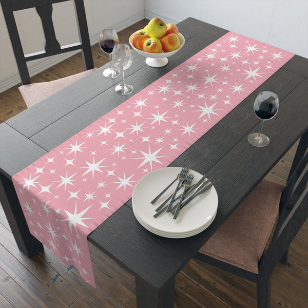 Atomic 50s Pink Starburst Mid Century Modern Table Runner