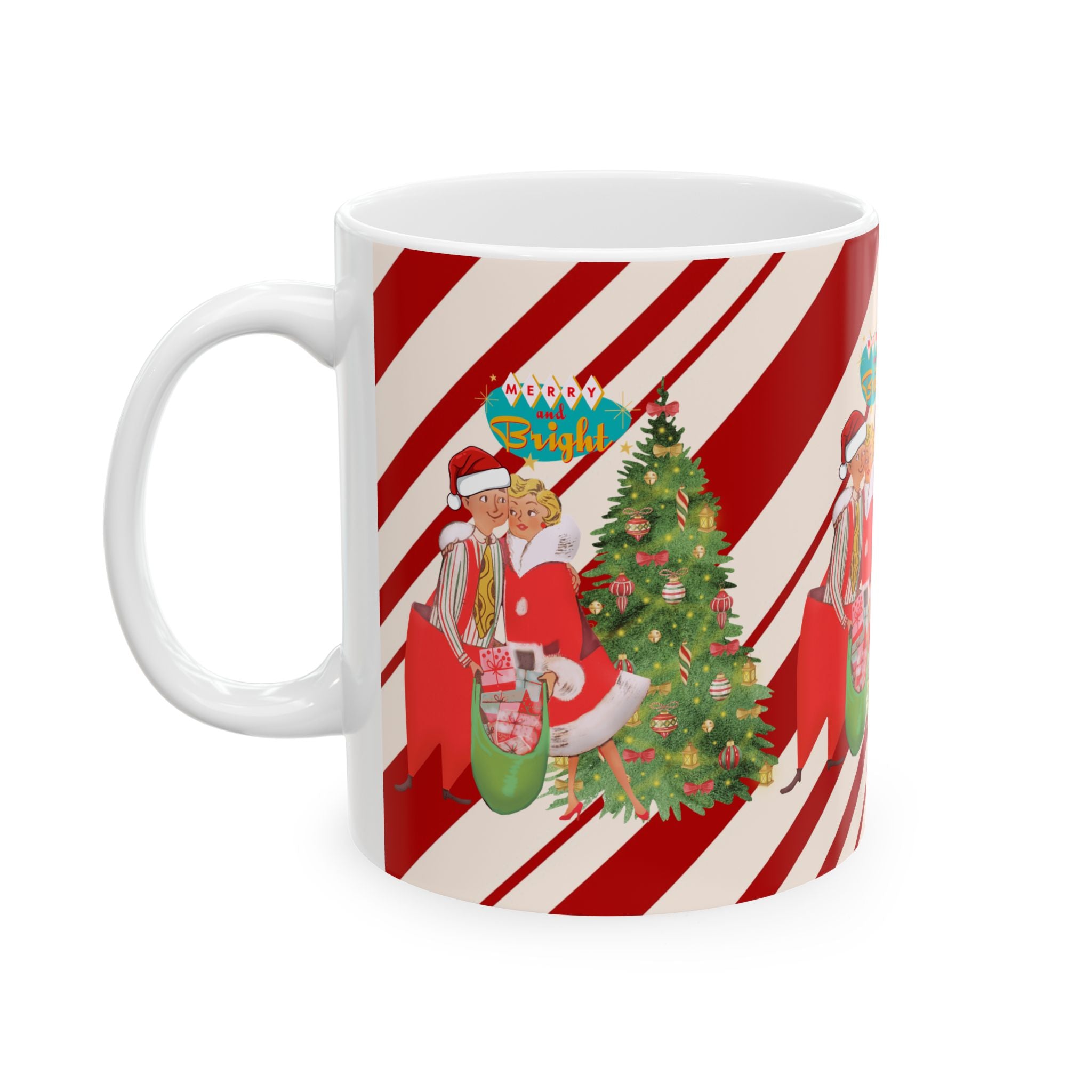 Festive Christmas Mug, Holiday Gift, Hot Cocoa Cup, Cheerful Coffee Mug, Winter Wonderland Drinkware, Seasonal Decoration - Mid Century Modern Gal