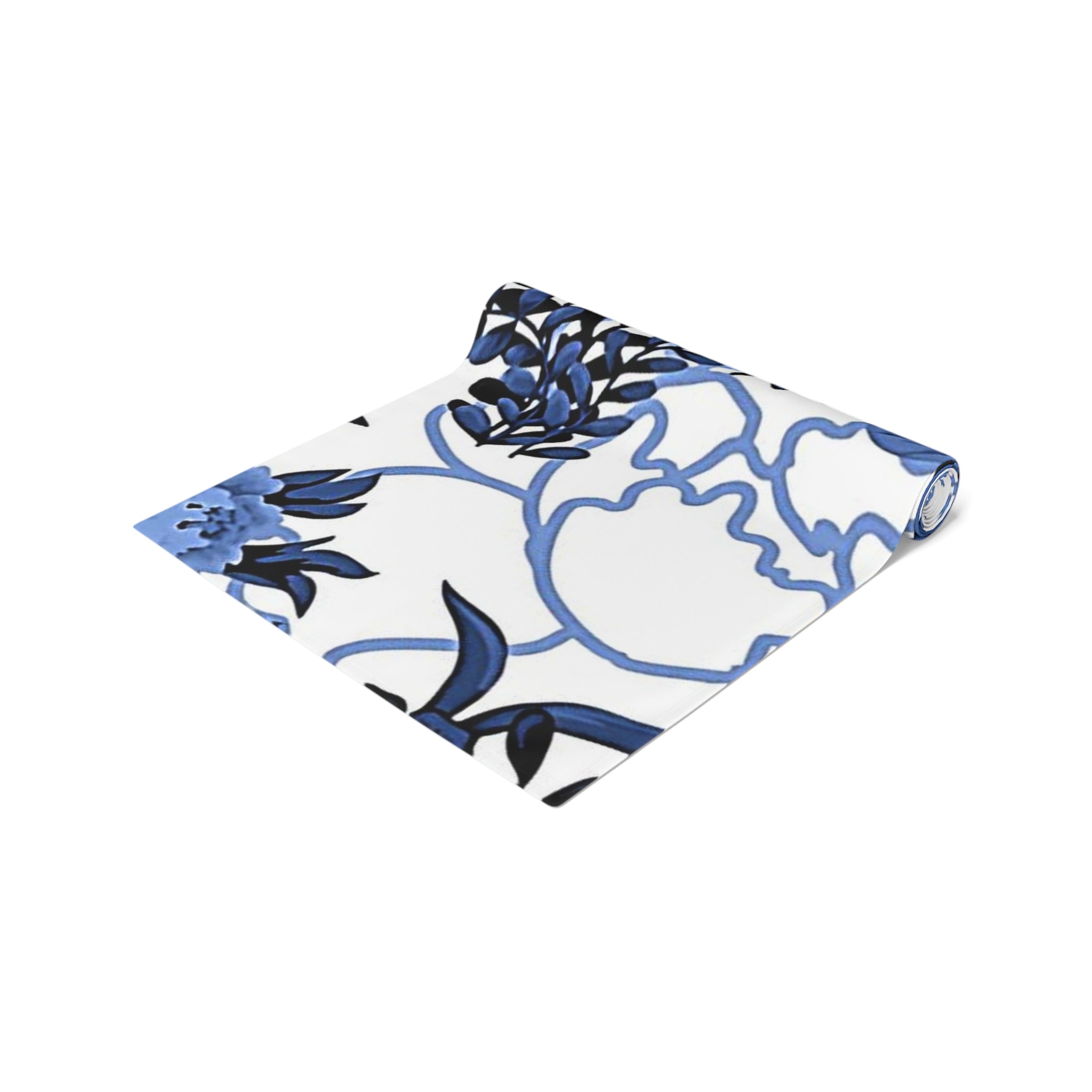 Chinoiserie Table Runner, Blue, White Willow, Peacock, Floral Flourishes, Chinoiserie Collector, Table Setting - Mid Century Modern Gal