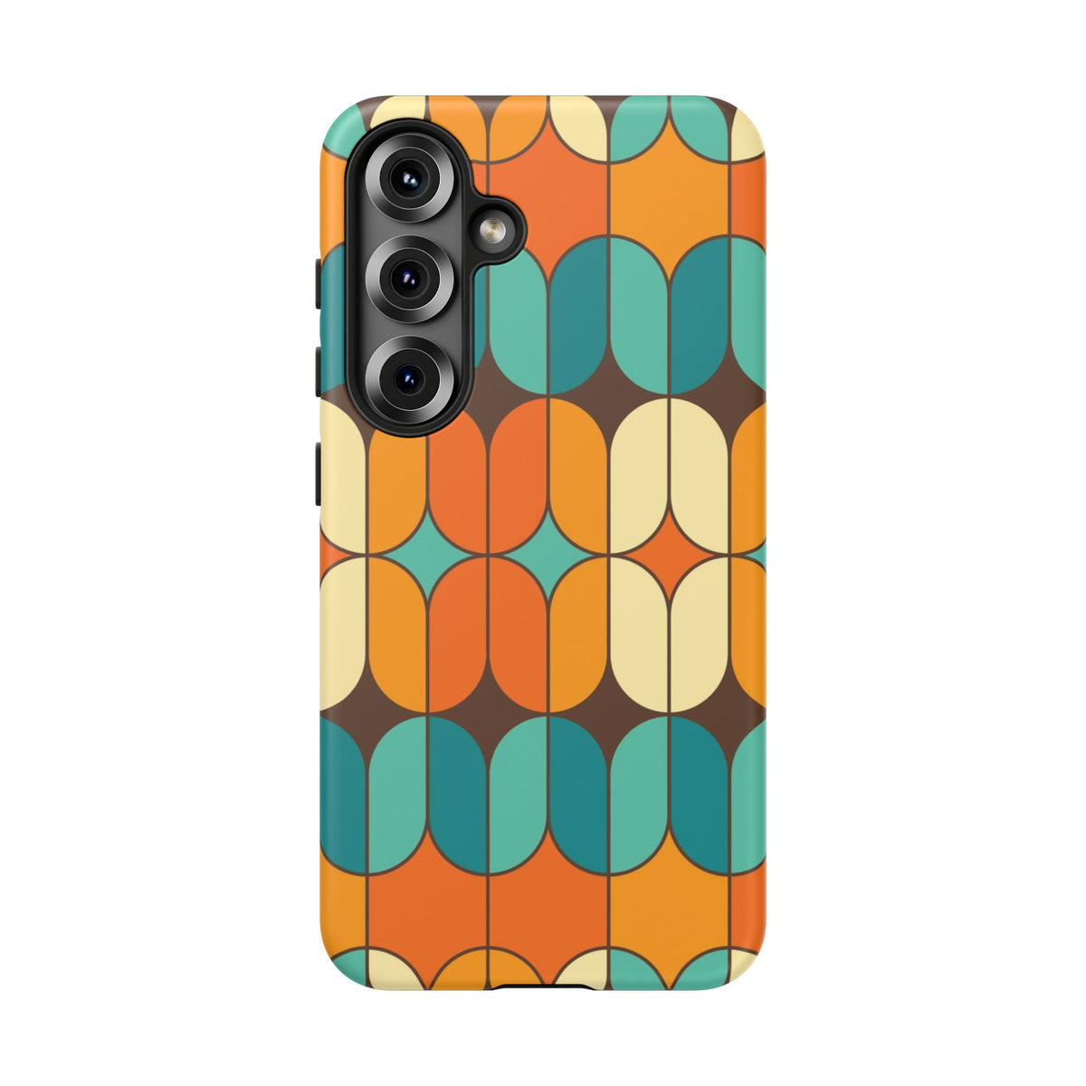 Mid Century Modern Orange, Teal Geometric Mod Designed Tough Phone Case