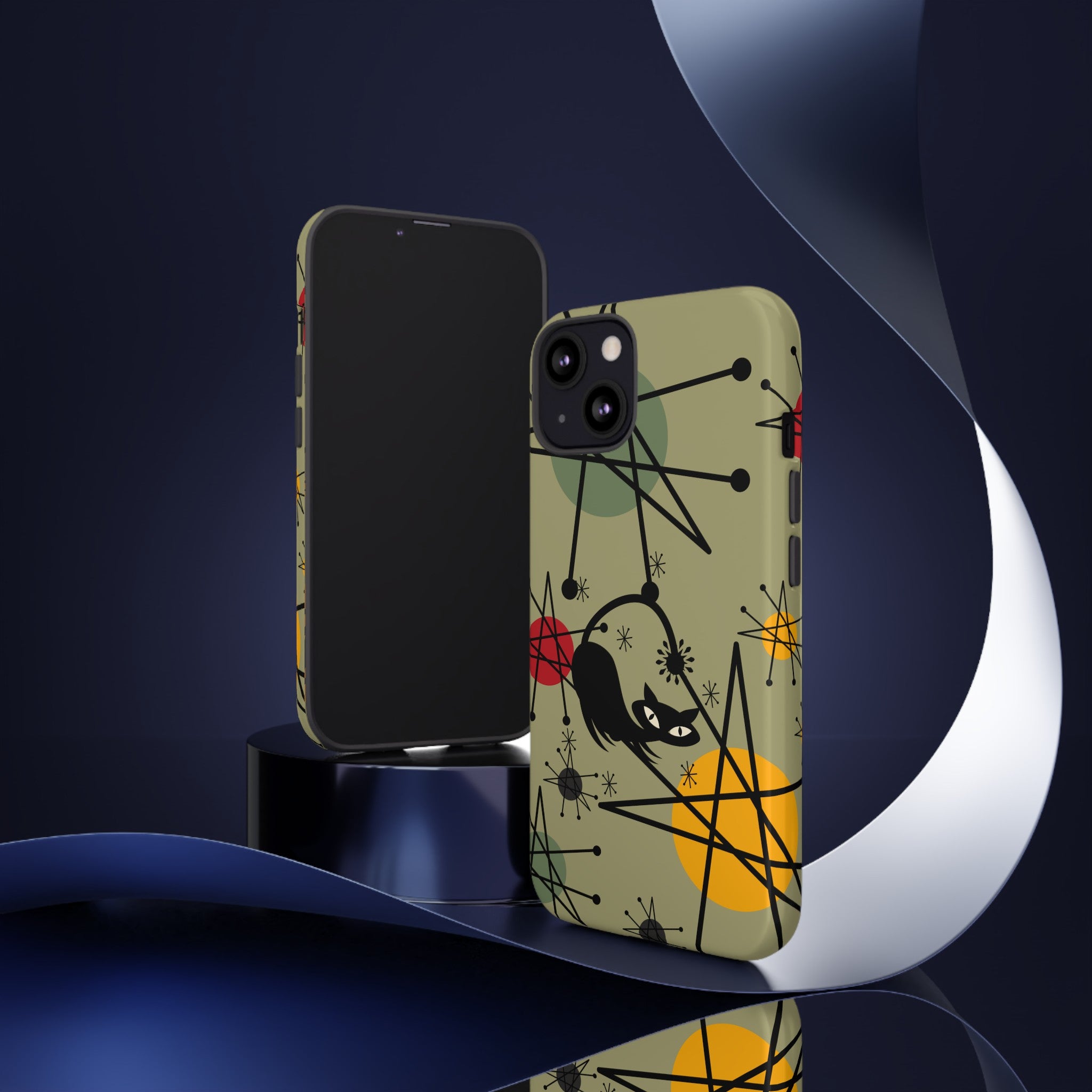 Mid Century Modern Atomic Cat, Retro Chic Groovy Mod Samsung, Smart Phone Tough Cases - Mid Century Modern Gal