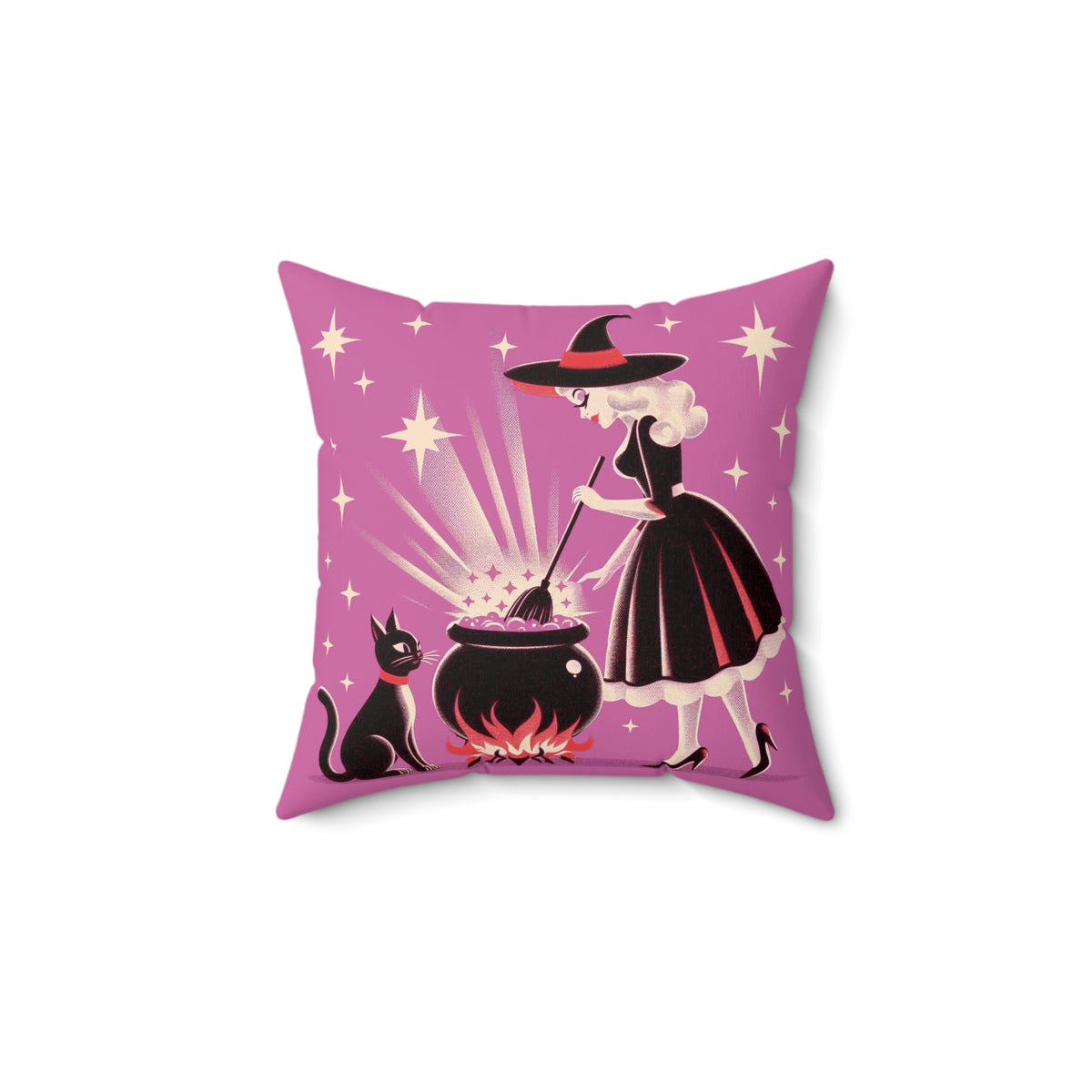Witch's Brew Mid Century Modern Halloween Gothic Pink Pillow Cover and Insert - Mid Century Modern Gal