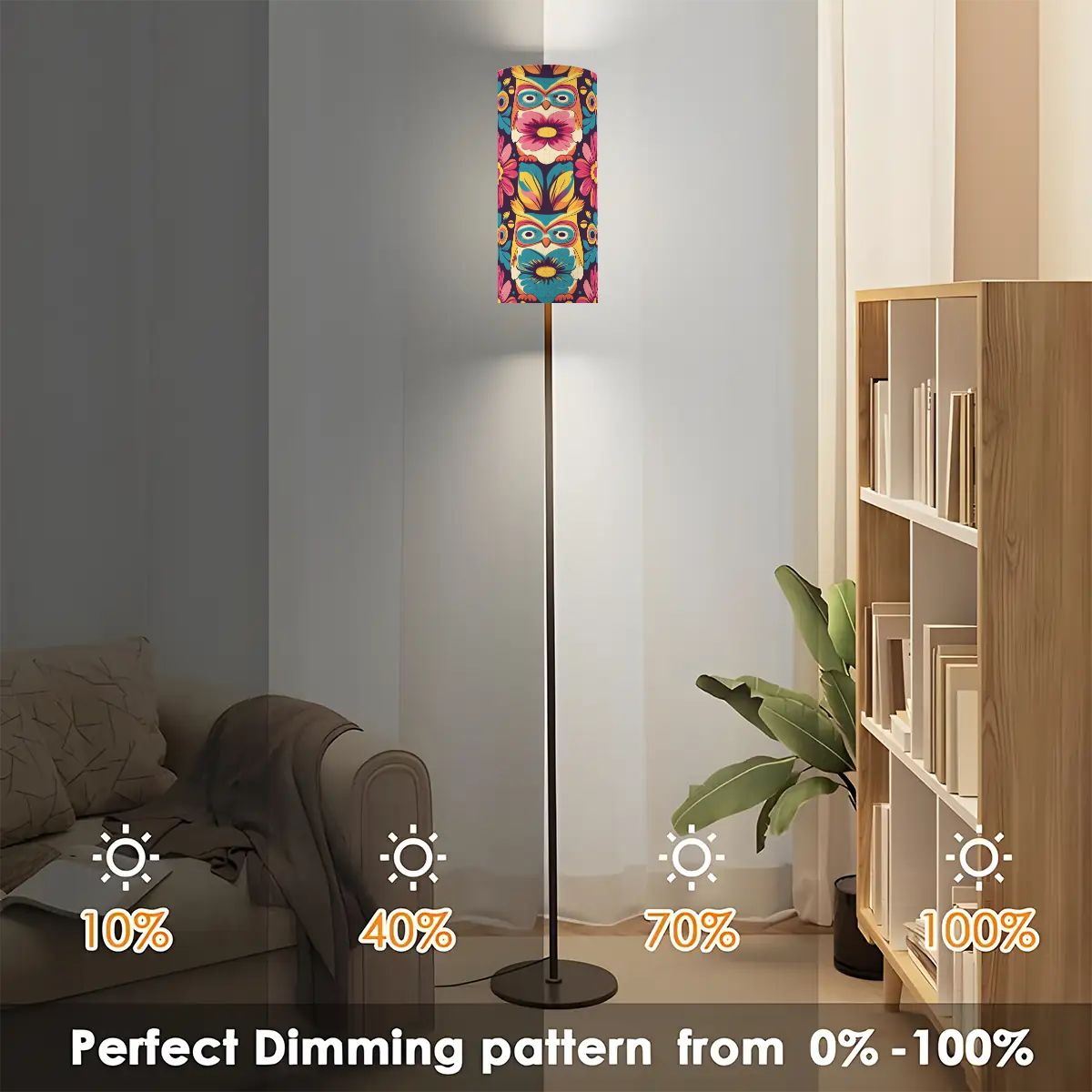 70s Owl Flower Power Pink Blue Yellow Kitschy Mod Floor Lamp - Mid Century Modern Gal
