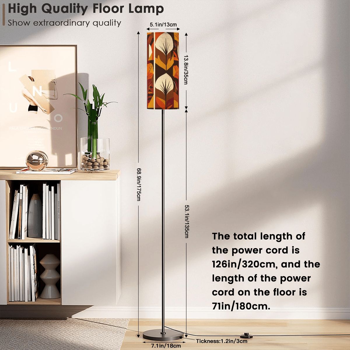 Mid Century Modern Scandinavian Harvest Leaves, Golden Yellow Brown Orange MCM Floor Lamp - Mid Century Modern Gal