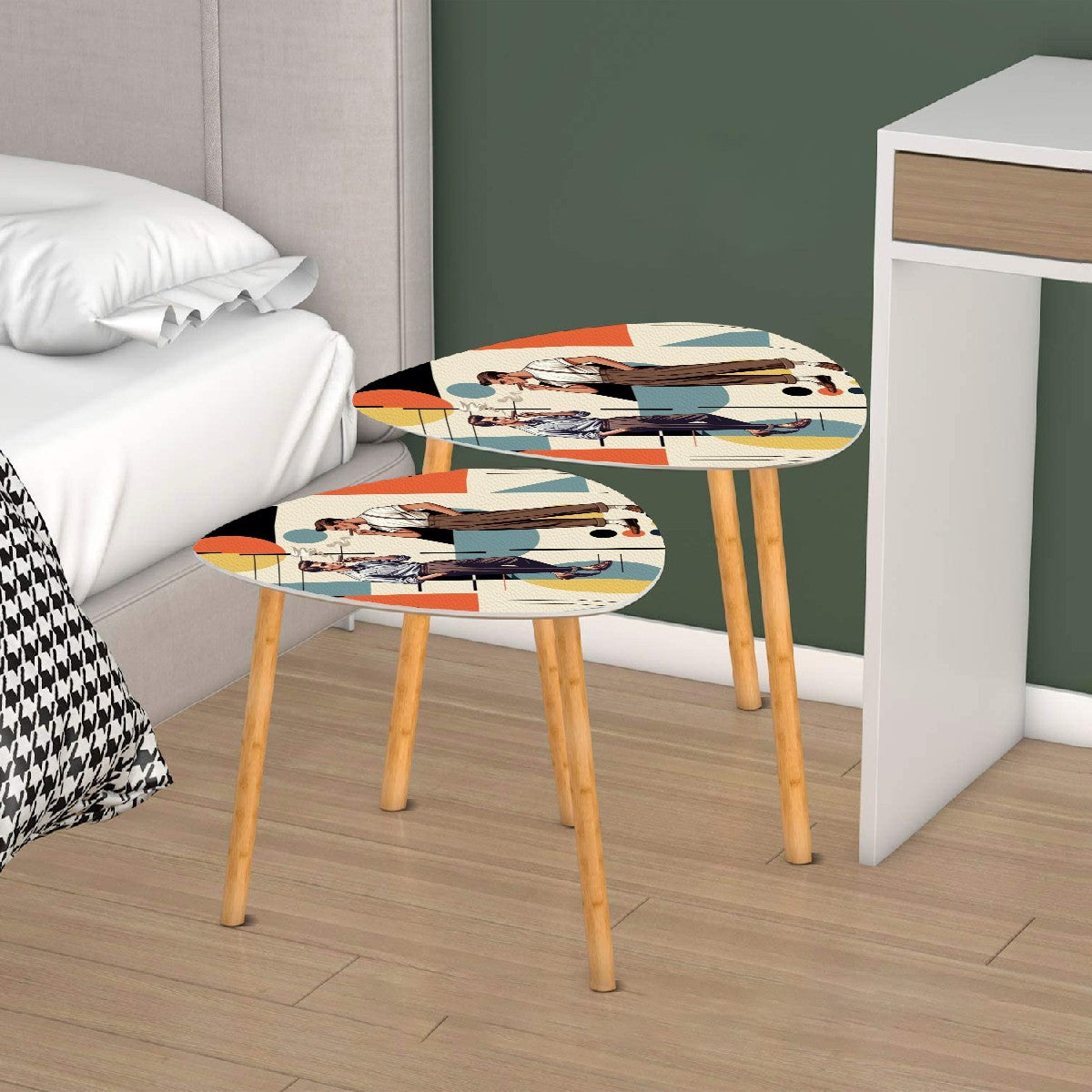 Mid Century Bauhaus Designed Mod Gentleman Cigar Smoking Lounge Nesting Tables - Mid Century Modern Gal