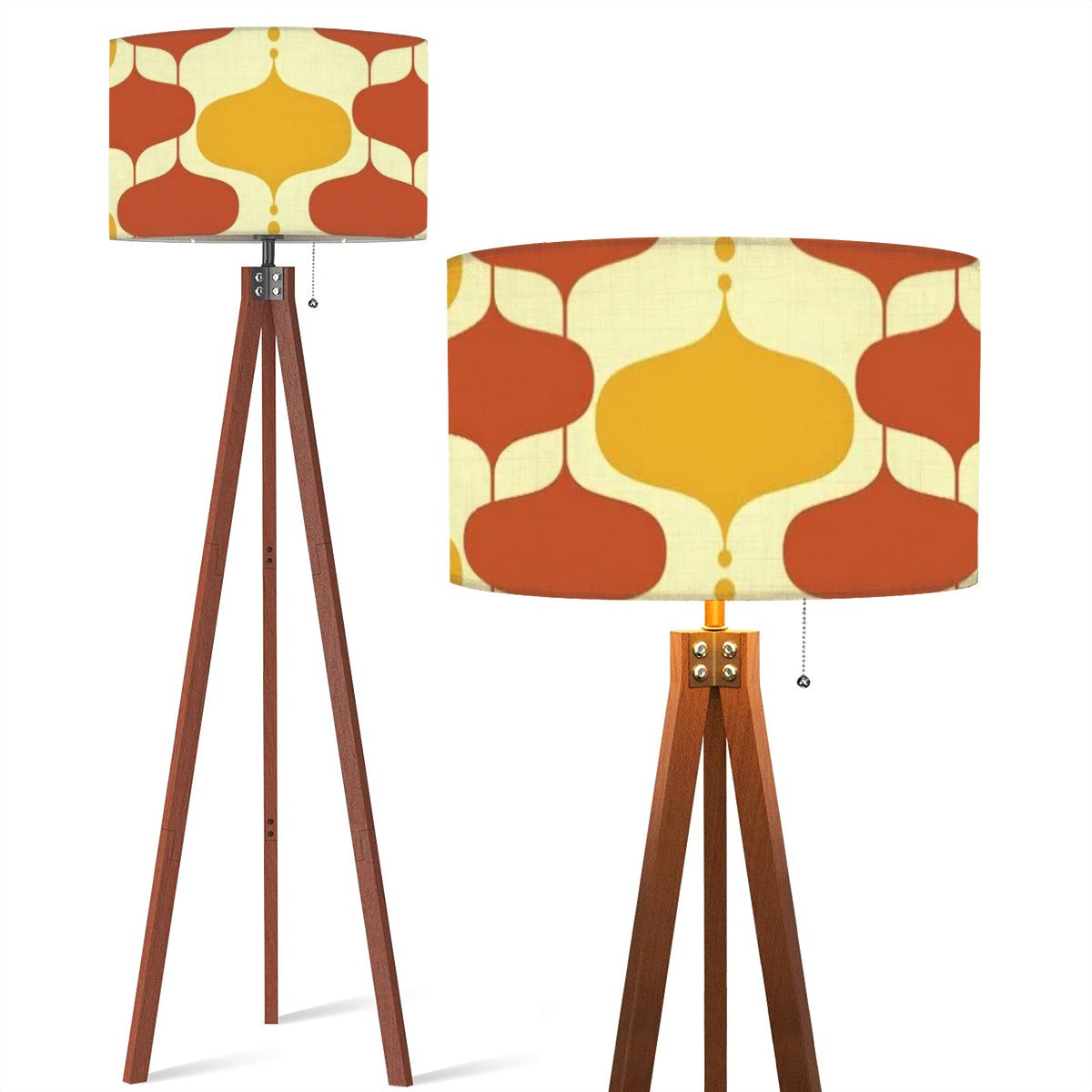 Mid Century Modern Groovy Mustard Yellow, Burnt Orange Retro Tripod Floor Lamp - Mid Century Modern Gal