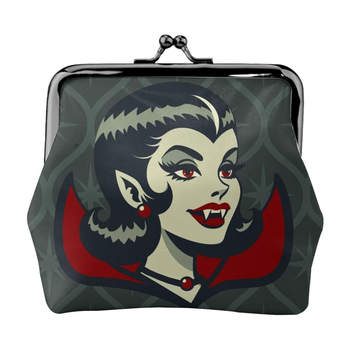 Vampire Dracula Girl Halloween Goth Horror Buff MCM Green Coin Purse - Mid Century Modern Gal