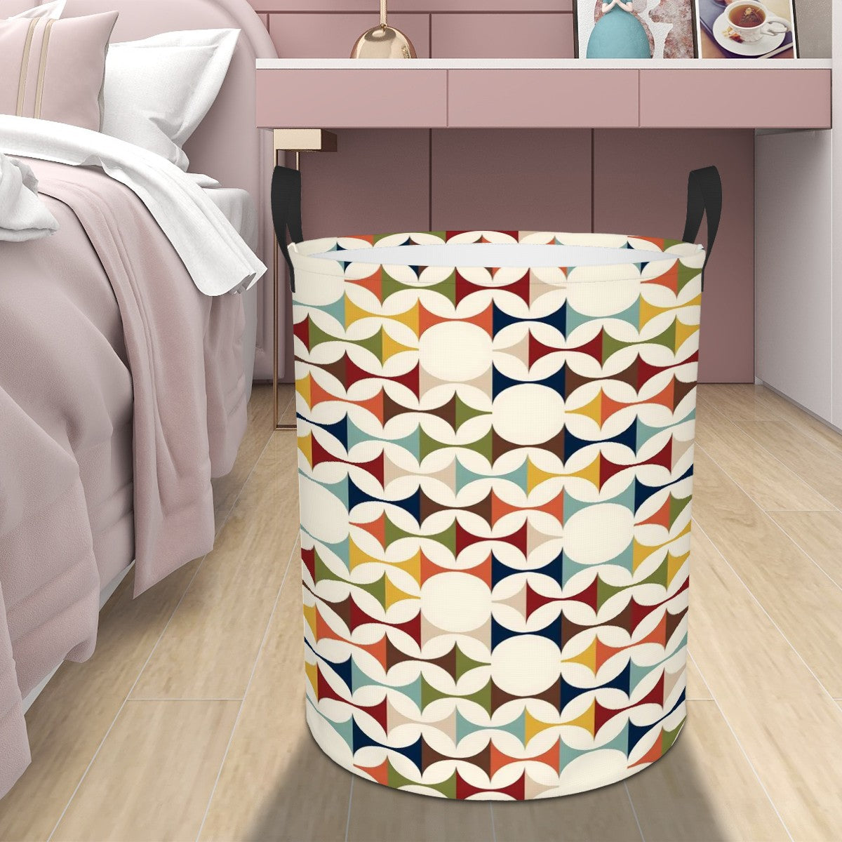 Modern Scandinavian Geometric Designed Mid Mod Laundry Basket - Mid Century Modern Gal