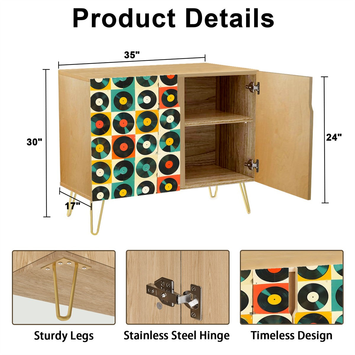 Retro Groovy Record Storage, Sideboard Wooden Storage Cabinet - Mid Century Modern Gal