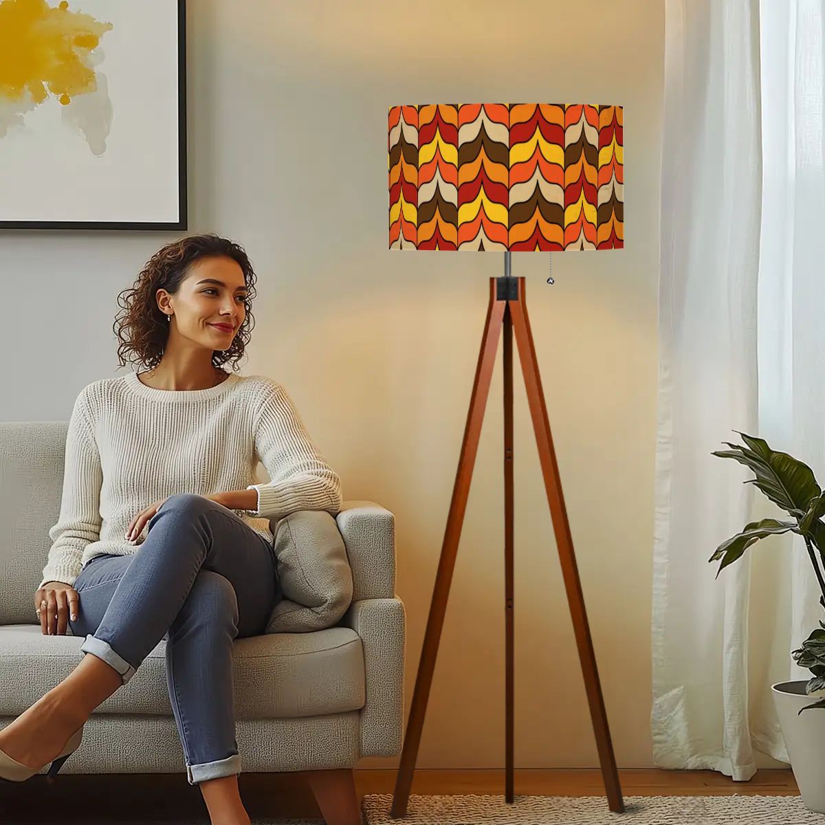 Retro Scandinavian Mid Mod Groovy 70s Tripod Floor Lamp - Mid Century Modern Gal