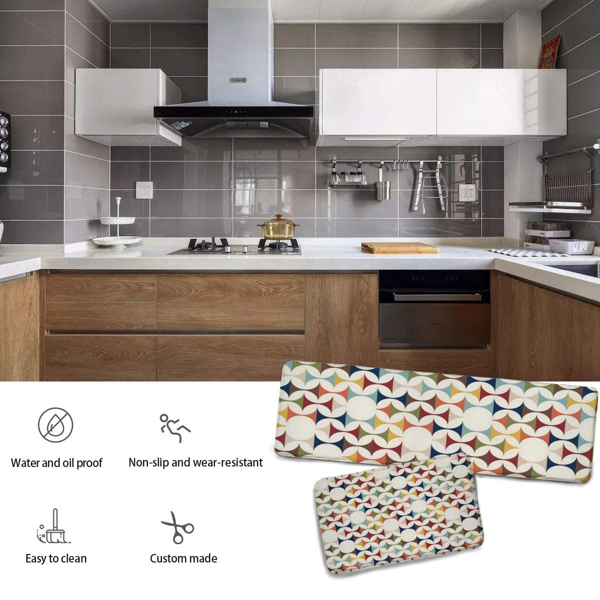 Mid Century Modern Scandinavian Designed Kitchen, Bath Heavy Duty Floor Mat - Mid Century Modern Gal