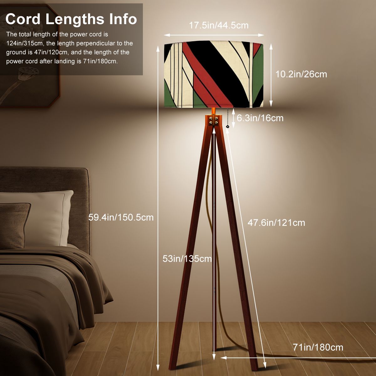 Bauahaus Mid Century Modern Black Green Cream Geometric Retro Tripod Floor Lamp - Mid Century Modern Gal
