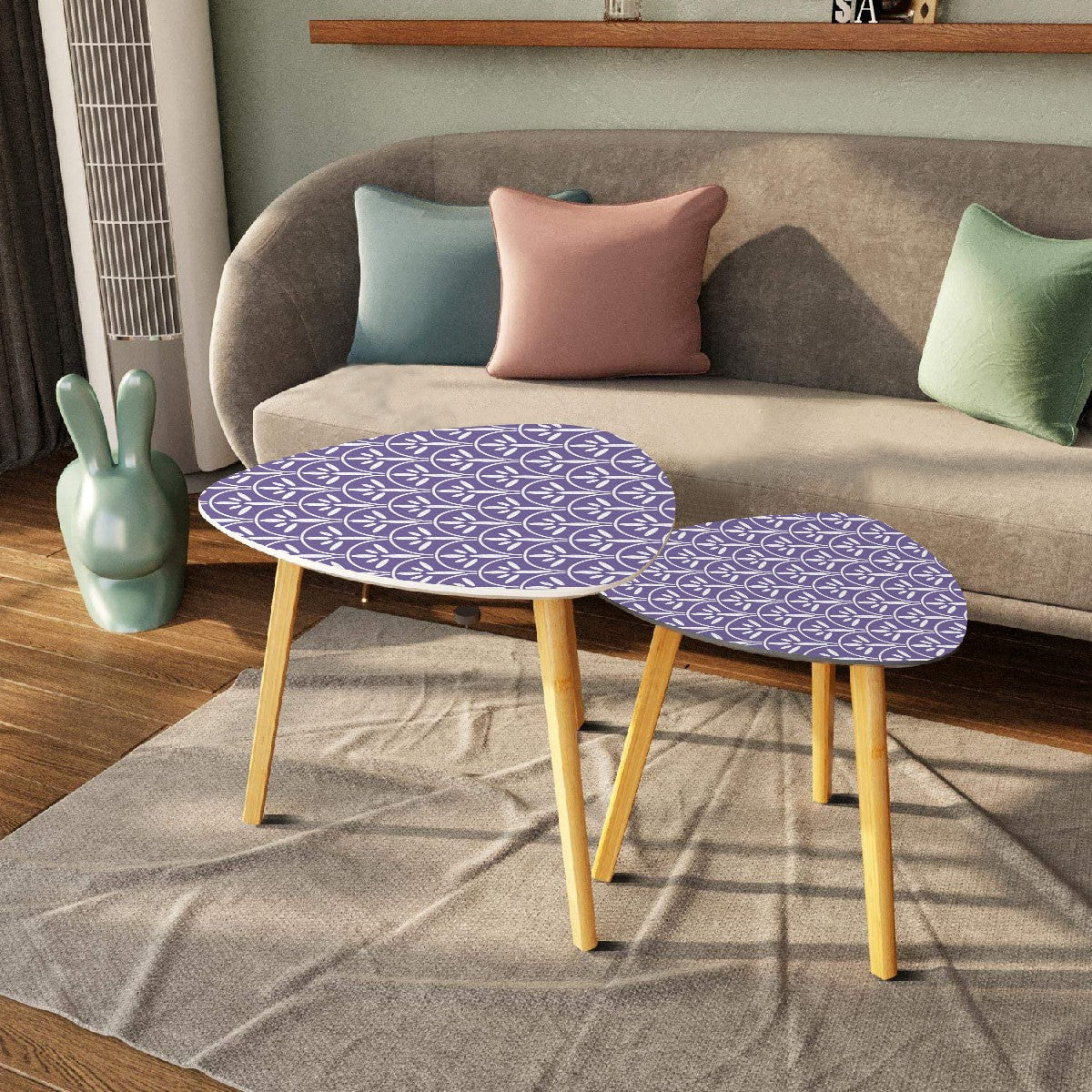 Mid Century Modern Nesting Tables Lavendar Purple And White | Stylish Art Deco MCM End Tables - Mid Century Modern Gal