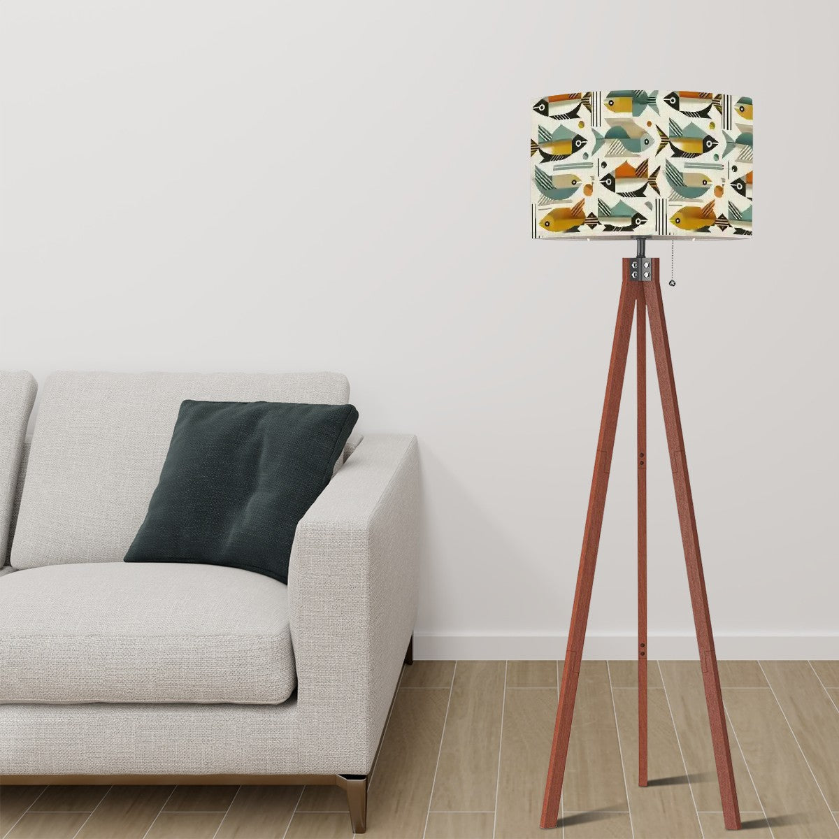Atomic Fish Bauhaus Designed Mid Century Modern Tripod Floor Lamp (Made in USA) - Mid Century Modern Gal