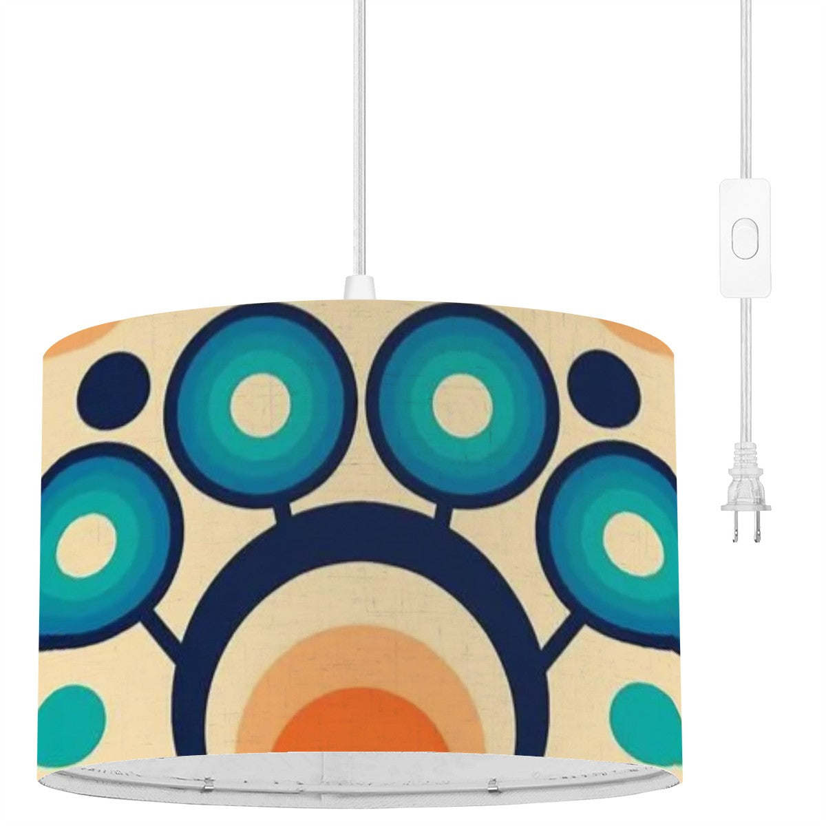 Retro Mid Mod Drumshade Hanging Mid Century Modern Light - Mid Century Modern Gal