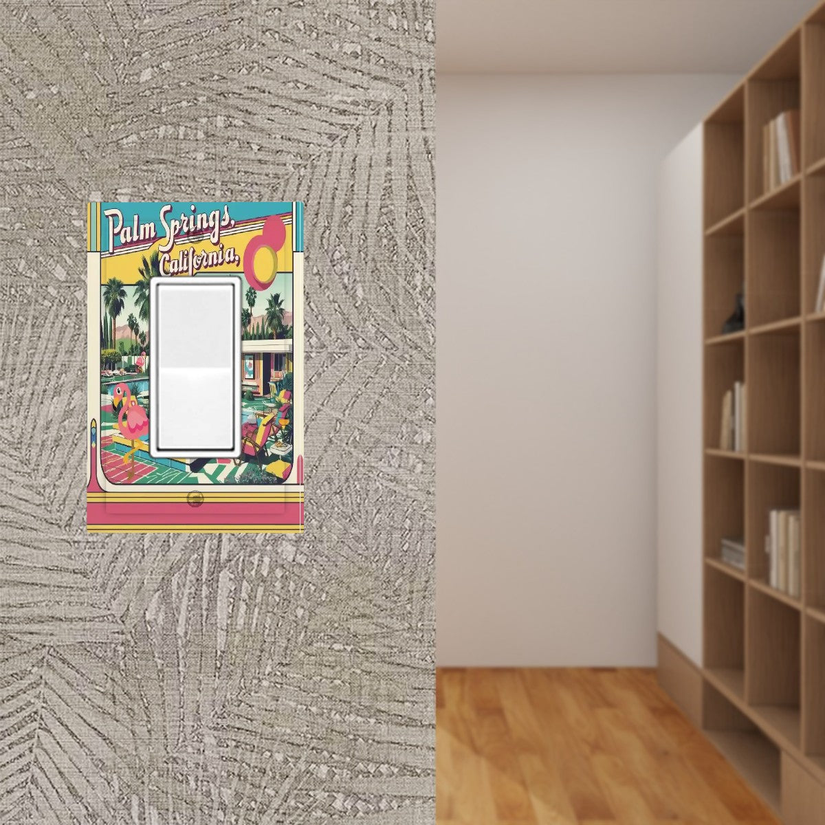 Palm Spring California Kitshy Flamingo Modern GFI Switch Cover - Mid Century Modern Gal